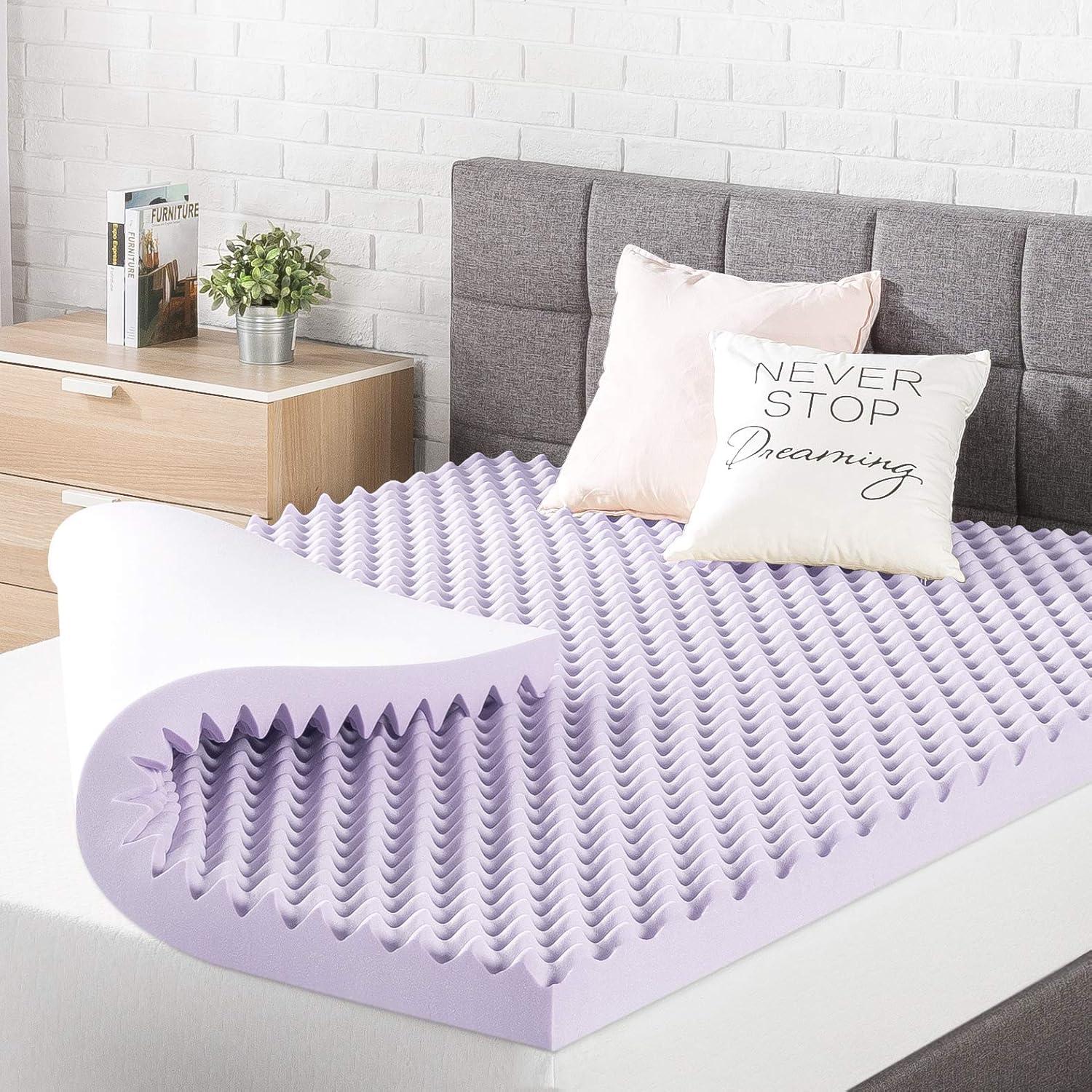 BDEUS 3 inch Gel Cooling Memory Foam Mattress Topper, Memory Foam Egg Crate Mattress Topper, CertiPUR-US Certified, Full Size