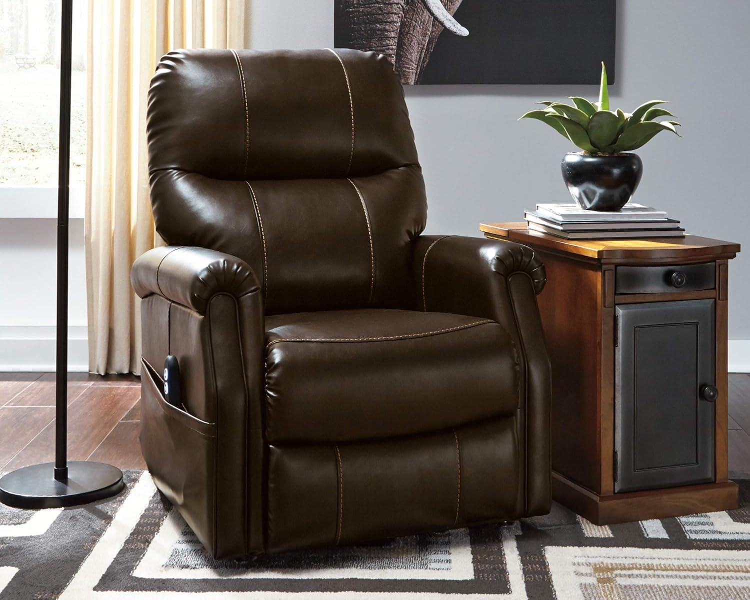 Chocolate Faux Leather Power Lift Recliner Chair