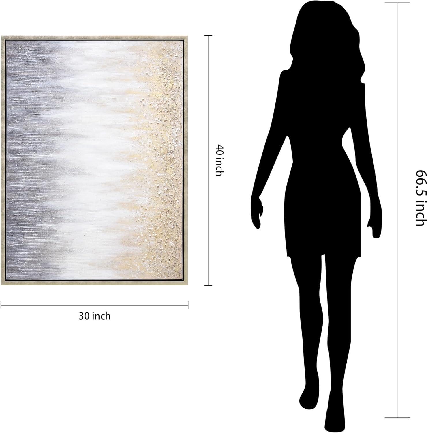 Empire Art Direct Golden Cascade Textured Glitter Hand Painted Framed Canvas Wall Art