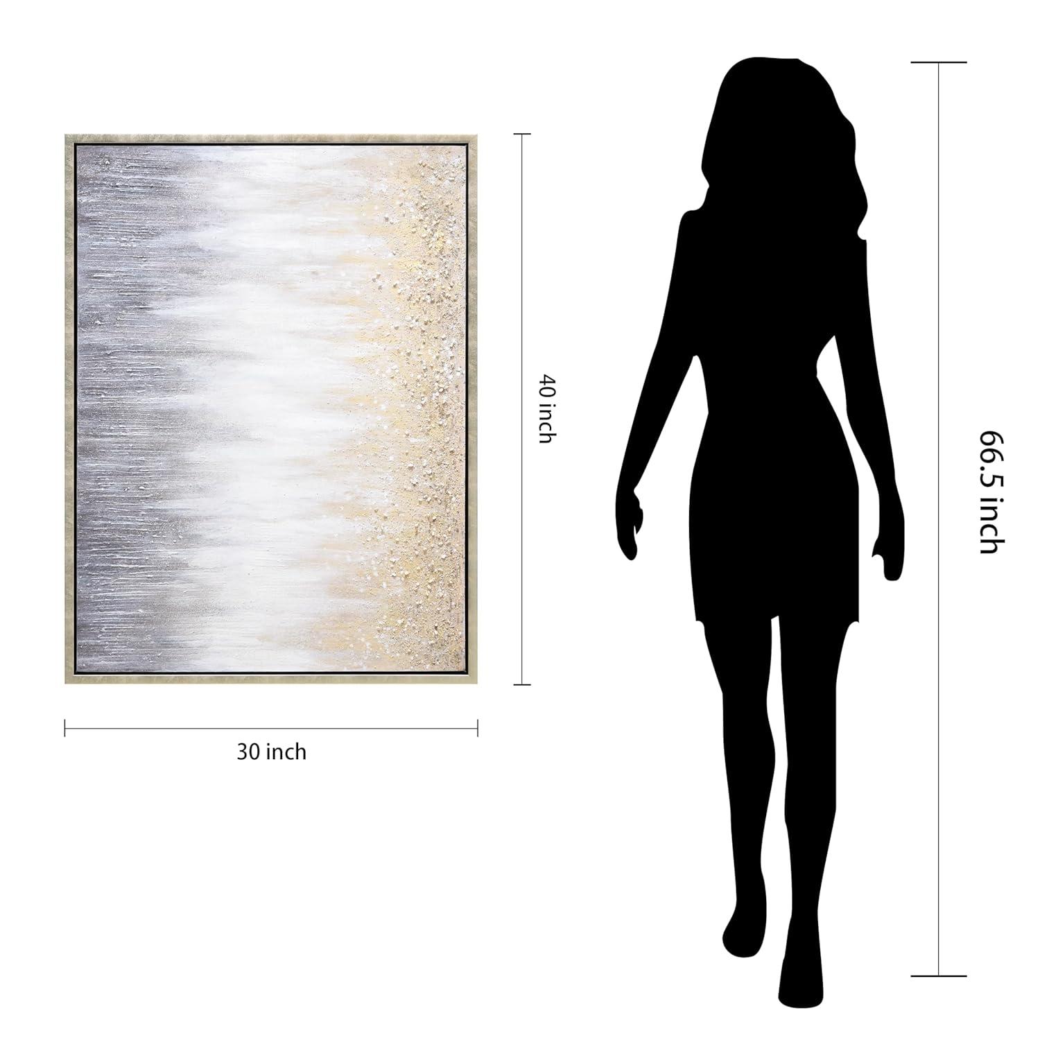 Empire Art Direct Golden Cascade Textured Glitter Hand Painted Framed Canvas Wall Art