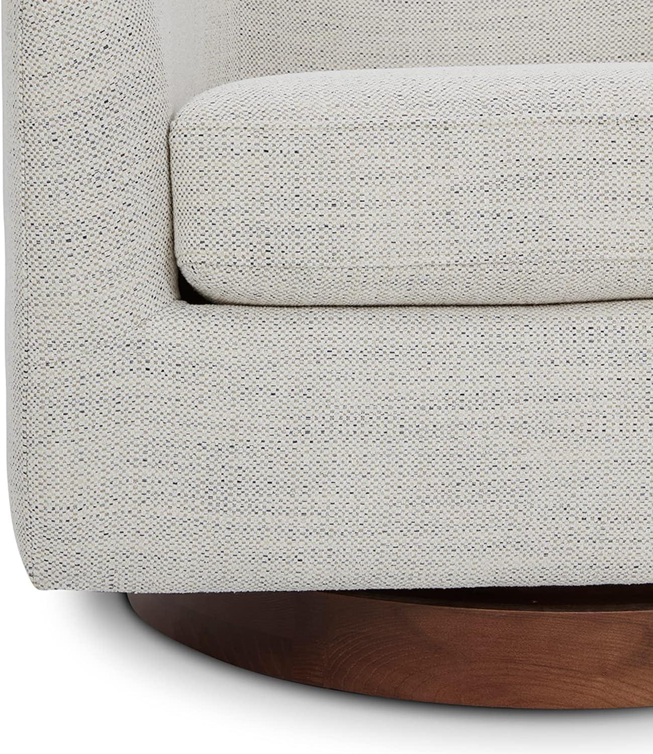 CHITA Swivel Accent Chair Fabric, Round Barrel Arm Chair Living Room, Ivory White