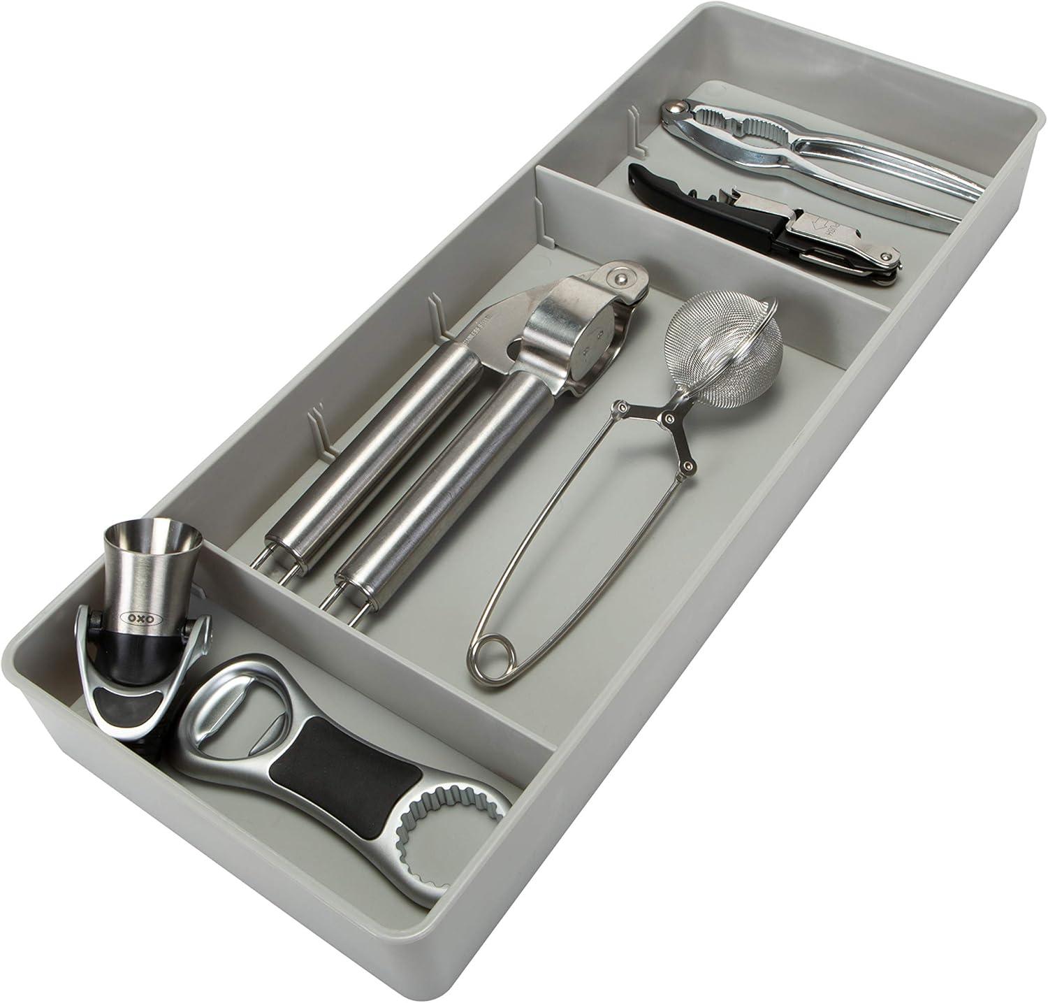 Kitchen Details Adjustable Drawer Organizer in Grey