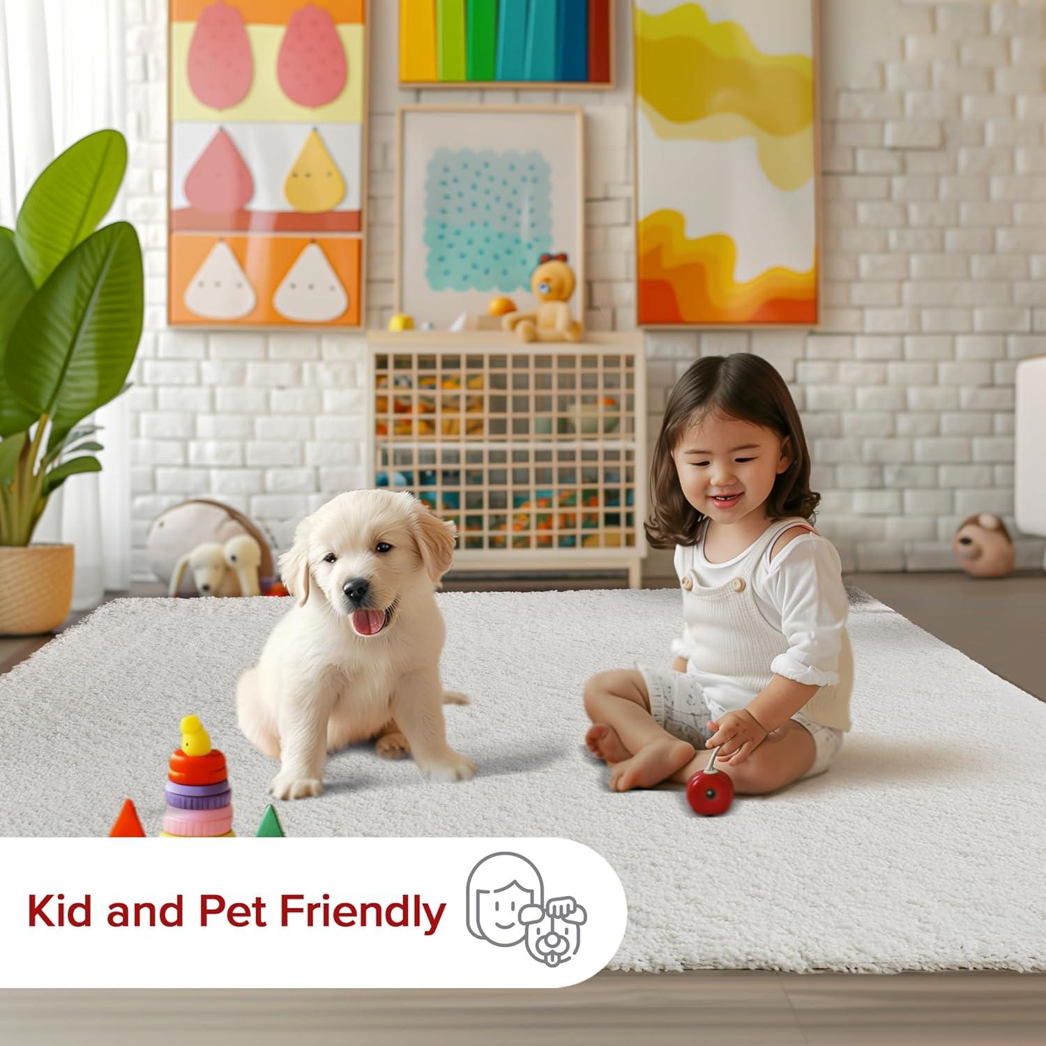 Nuloom Marleen Solid 7x9 Shag Indoor Area Rug for Living Room Bedroom Dining Room Nursery, Off White