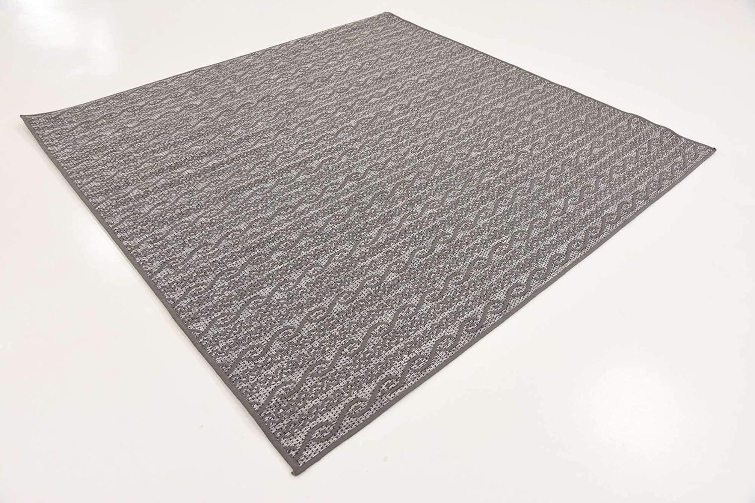 Unique Loom 6' 0 x 6' 0 Square Gray Outdoor Modern Links Area Rug