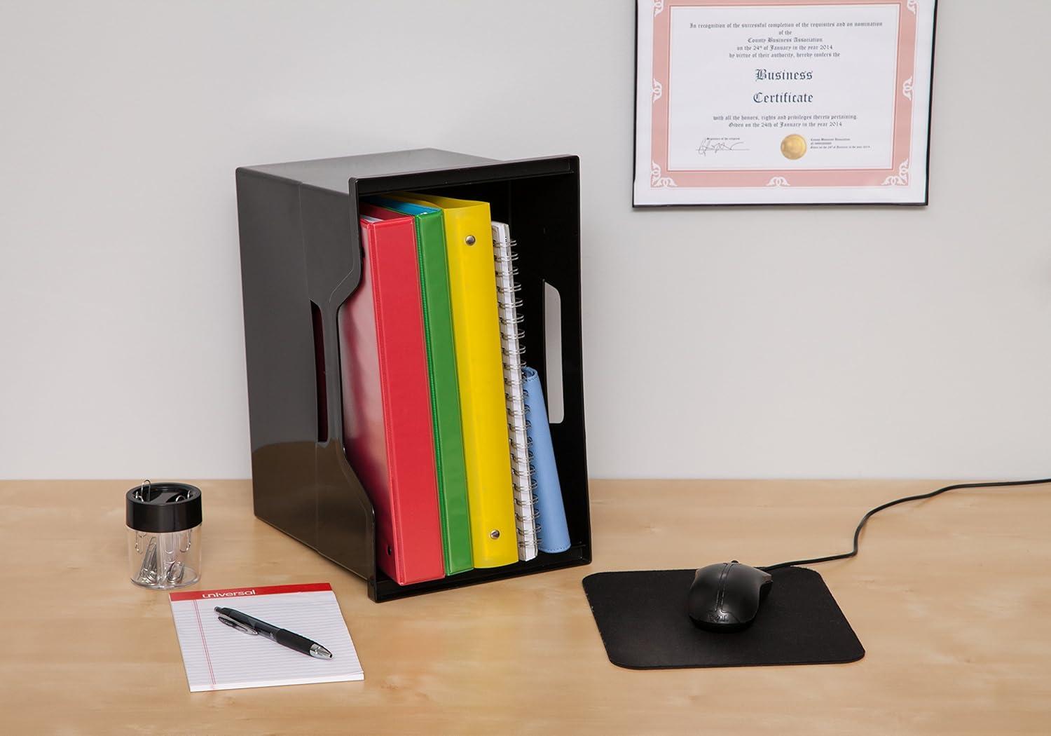 IRIS USA Large Portable Desktop File Box with Open Lid, 4 Pack, Black
