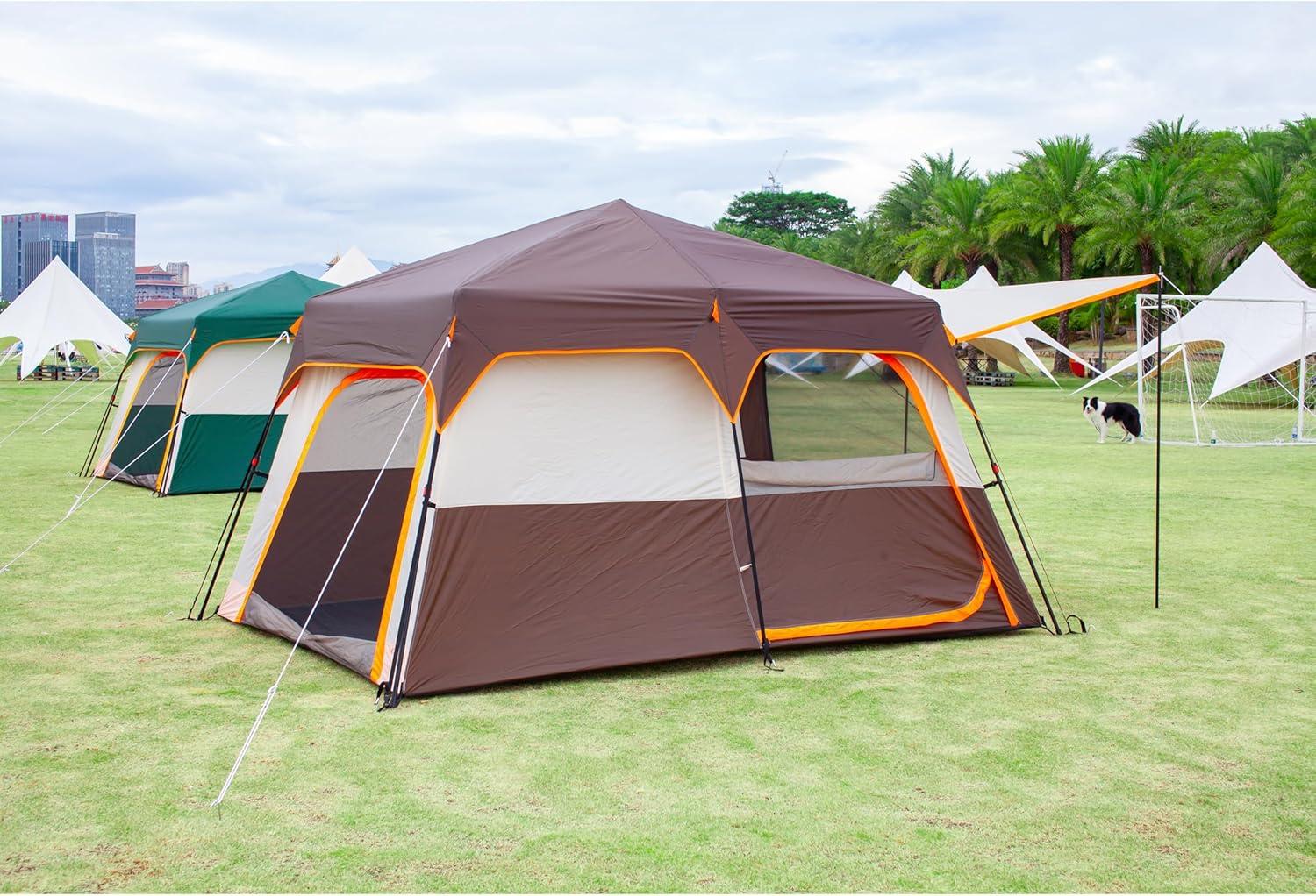 Large Gray and Orange Waterproof 6-Person Cabin Tent