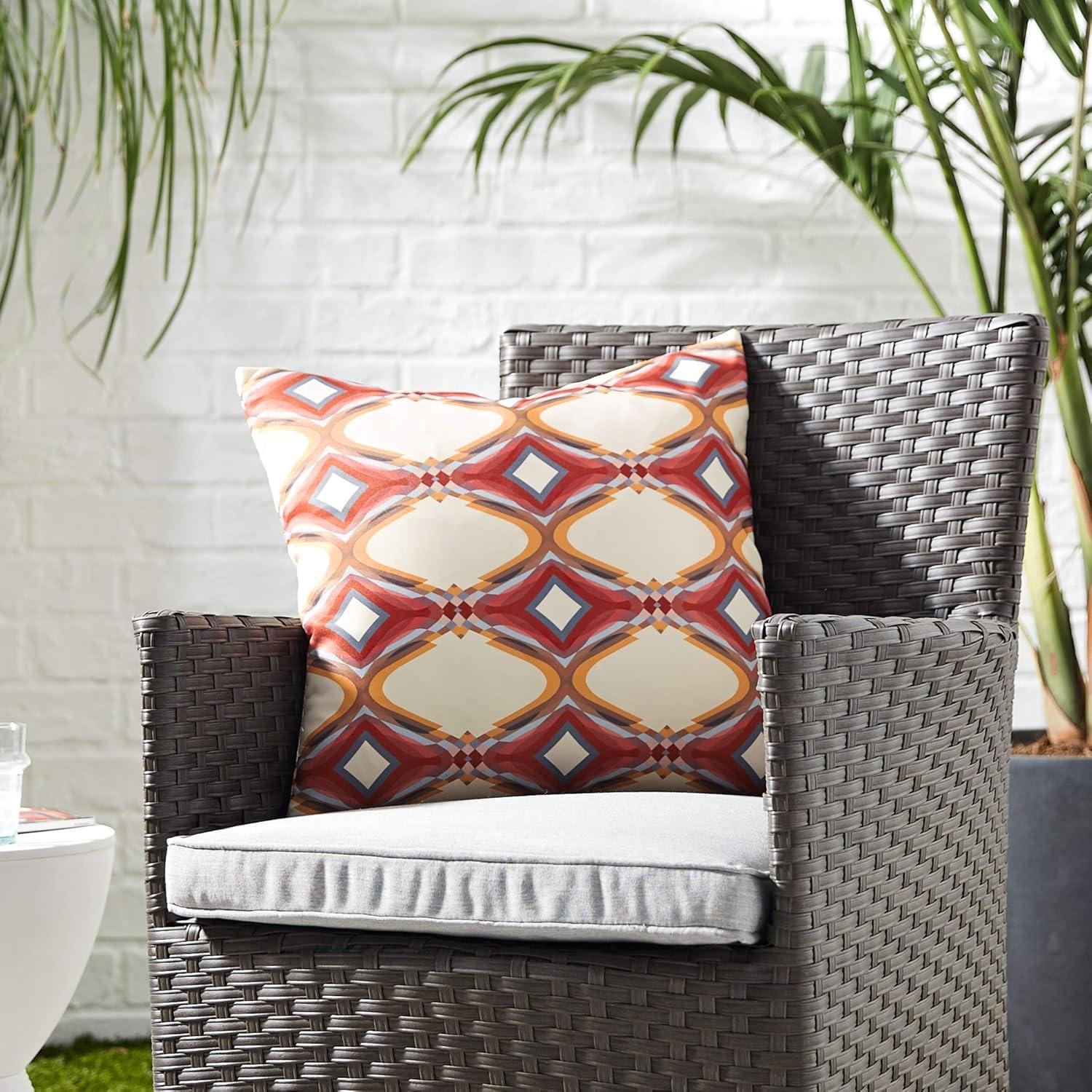 Modway Outdoor Indoor Two All Weather Patio Throw Pillows in Repeat