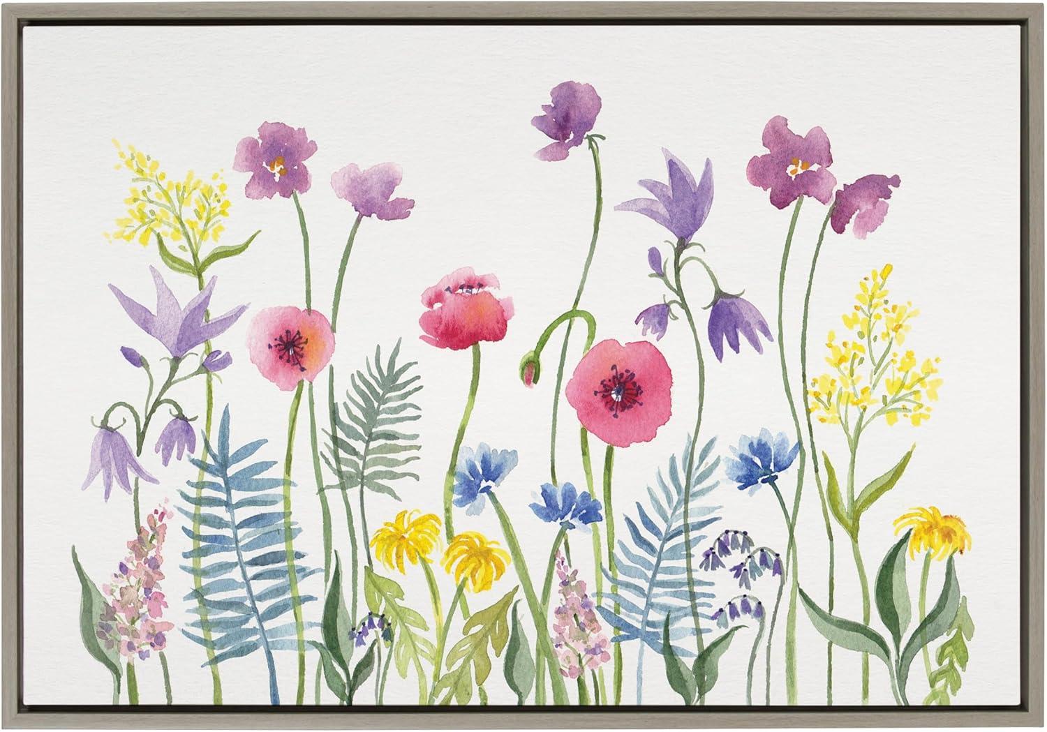 23" x 33" Sylvie Wildflorals by Patricia Shaw Framed Wall Canvas - Kate & Laurel All Things Decor