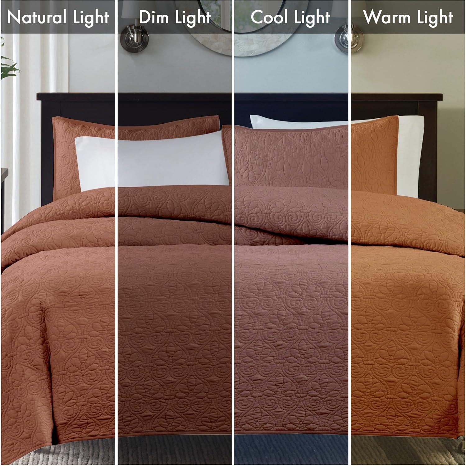 Madison Park 3pc Full/Queen Vancouver Reversible Quilt Set Clay Pink