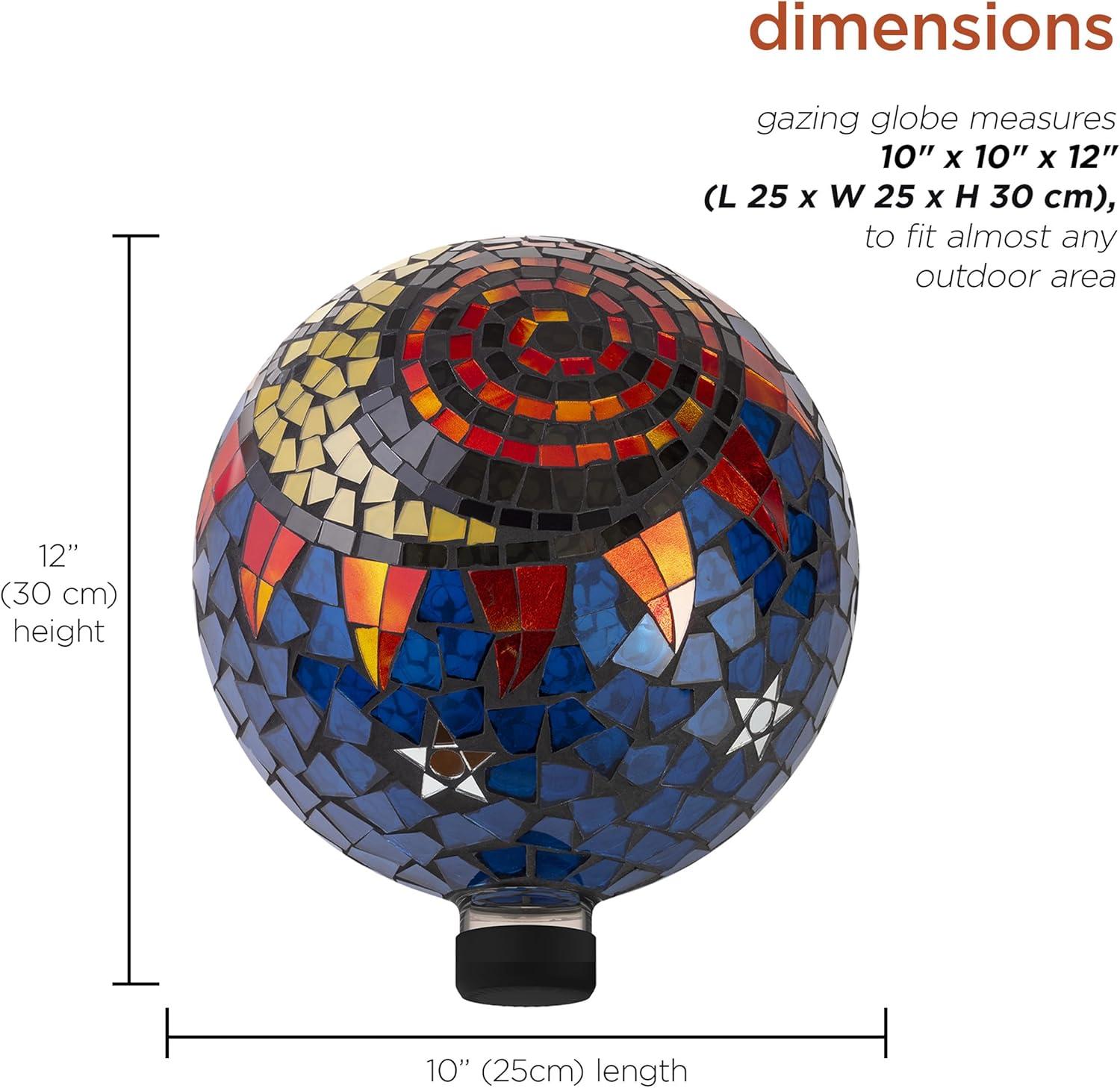 Alpine Corporation 10" Glass Mosaic Sun and Moon Gazing Globe, Multicolor