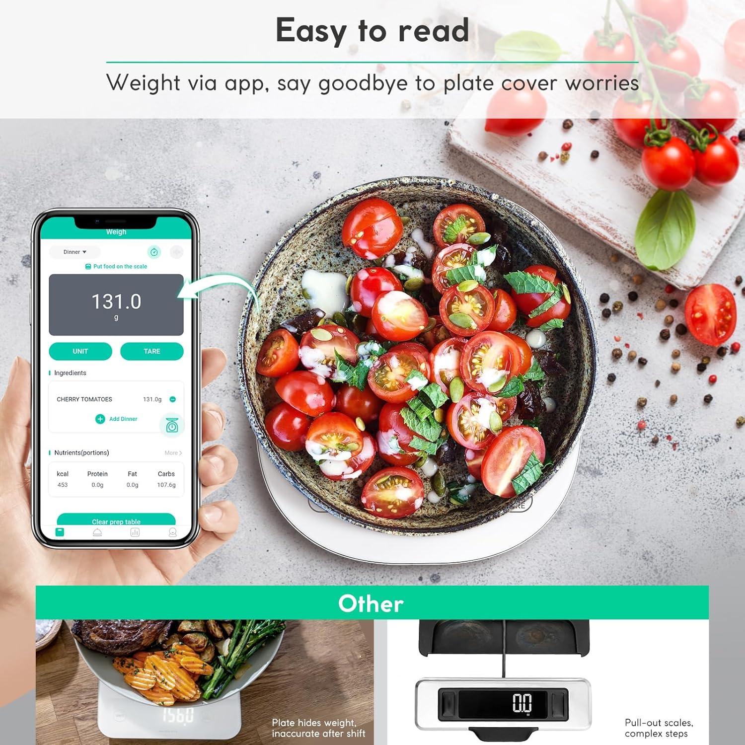 Arboleaf Smart Food Scale Digital Kitchen Rechargeable with App Calorie Counter