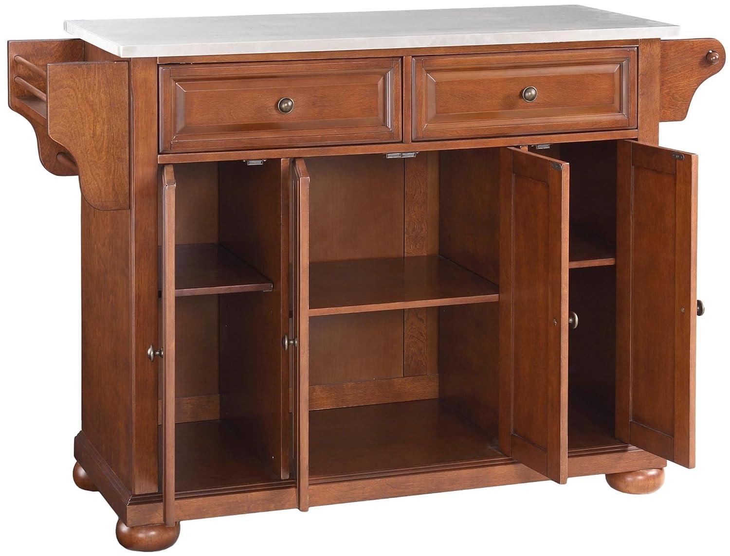 Alexandria Stainless Steel Top Kitchen Island Cherry - Crosley: Storage, Adjustable Shelves, Towel Bar