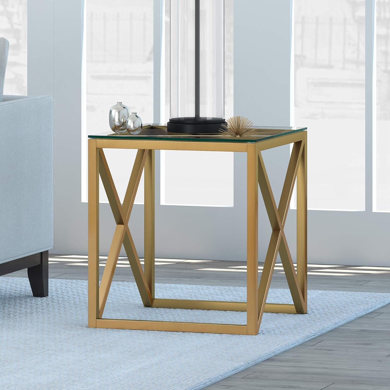 Evelyn&Zoe Dixon 20" Wide Square Side Table in Brass