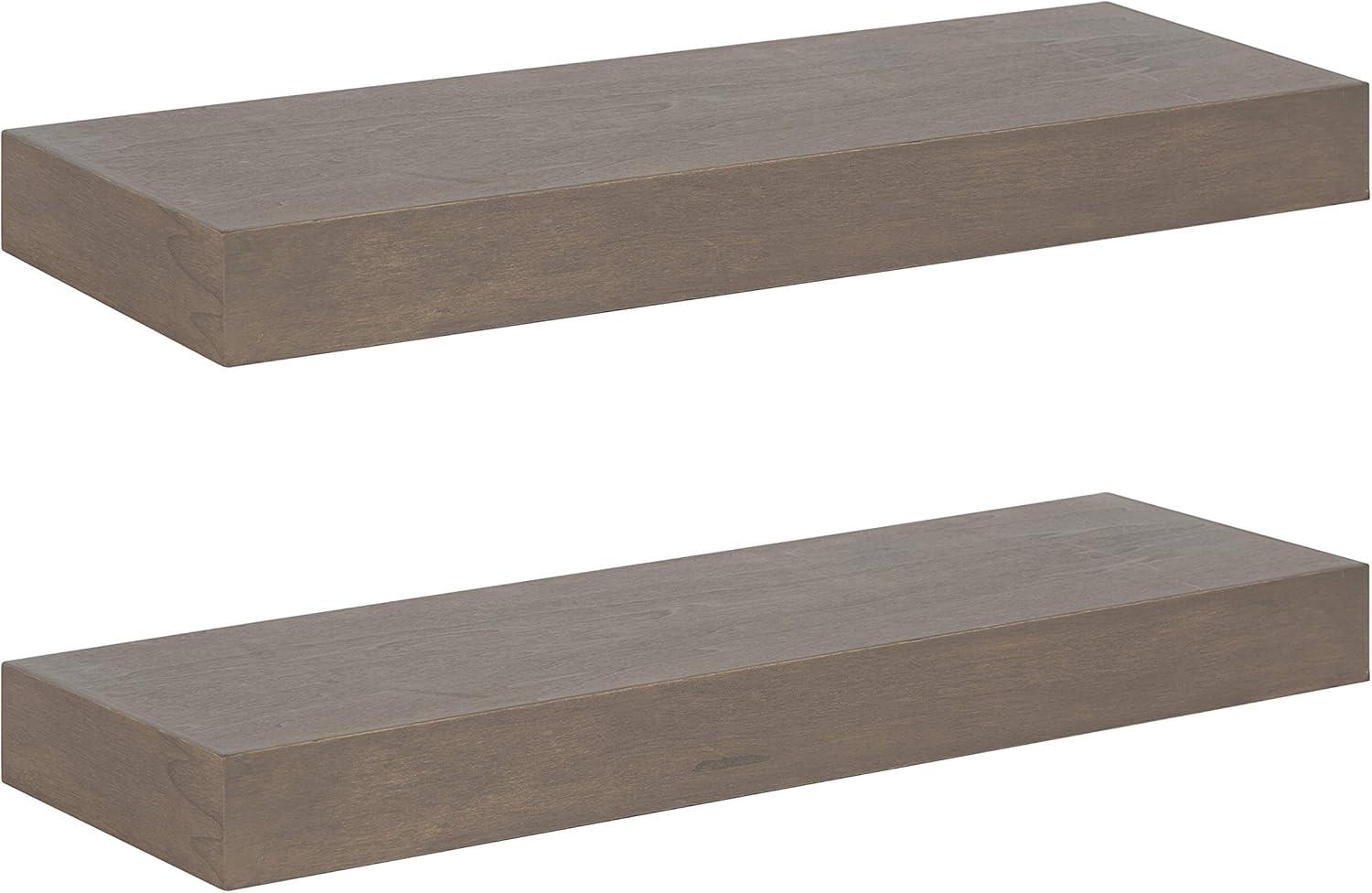 2pc 24" Havlock Wood Shelf Set Black - Kate & Laurel All Things Decor: Solid Wood, Easy Wall Mount