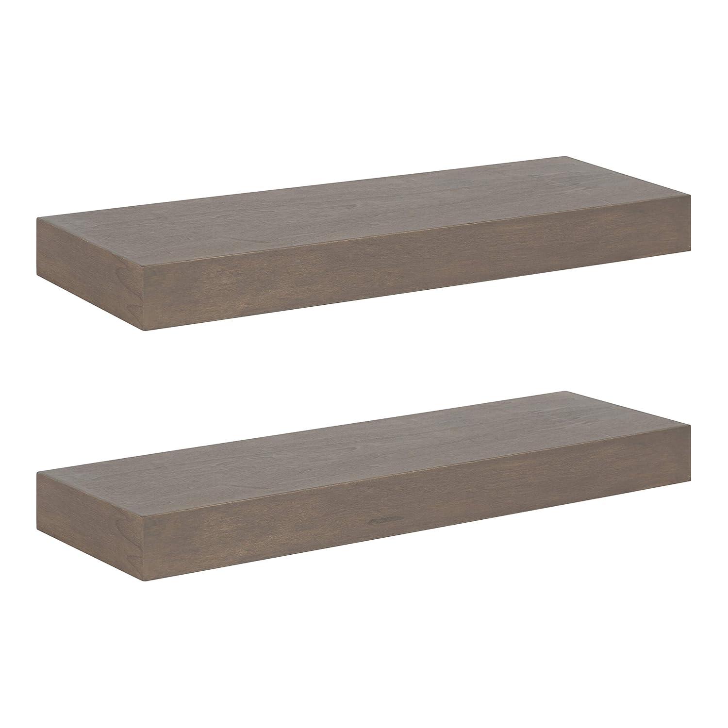 2pc 24" Havlock Wood Shelf Set Black - Kate & Laurel All Things Decor: Solid Wood, Easy Wall Mount