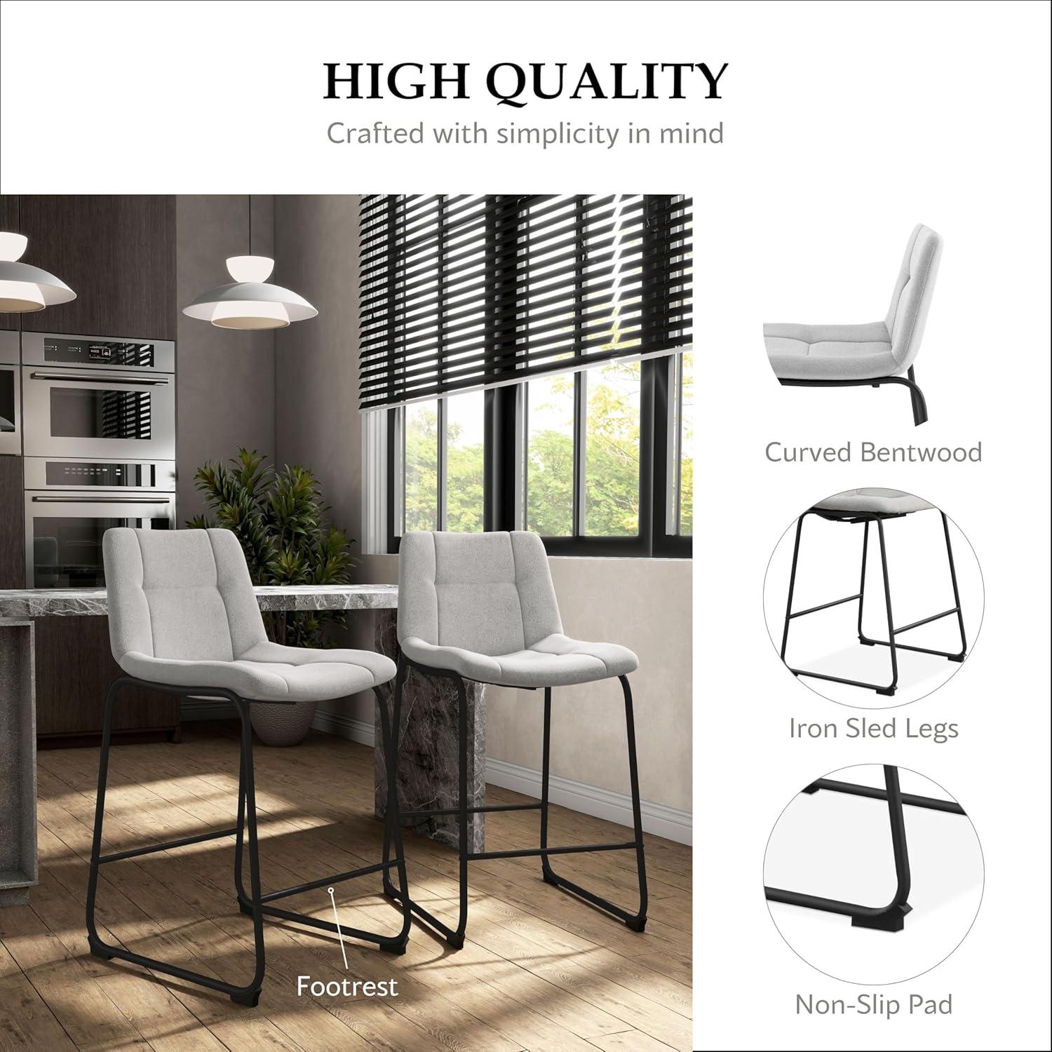 Furniture of America Perri Modern Chenille Counter Height Dining Chairs, Gray (Set of 2)