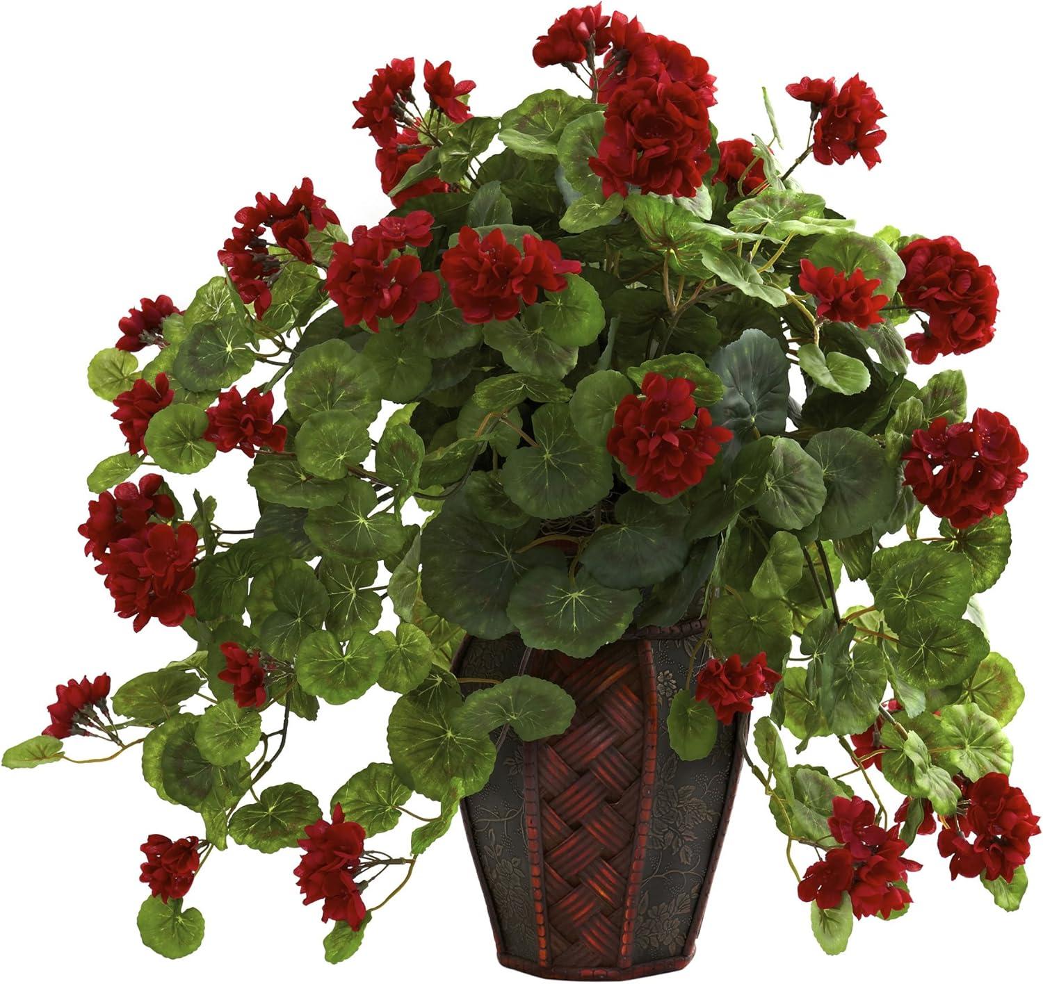 Nearly Natural Geranium with Decorative Planter