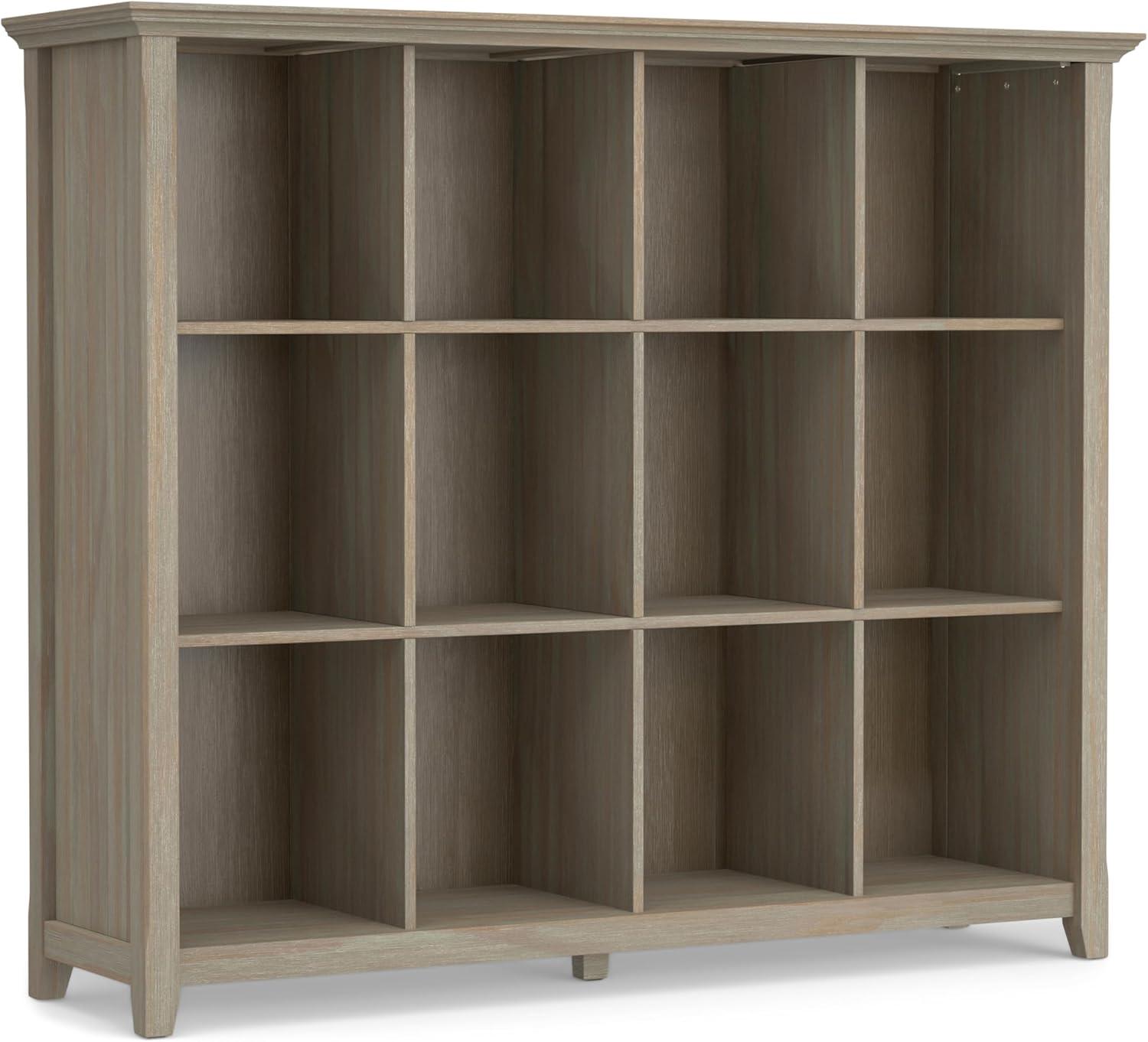 Distressed Gray Solid Wood 12-Cube Storage Unit