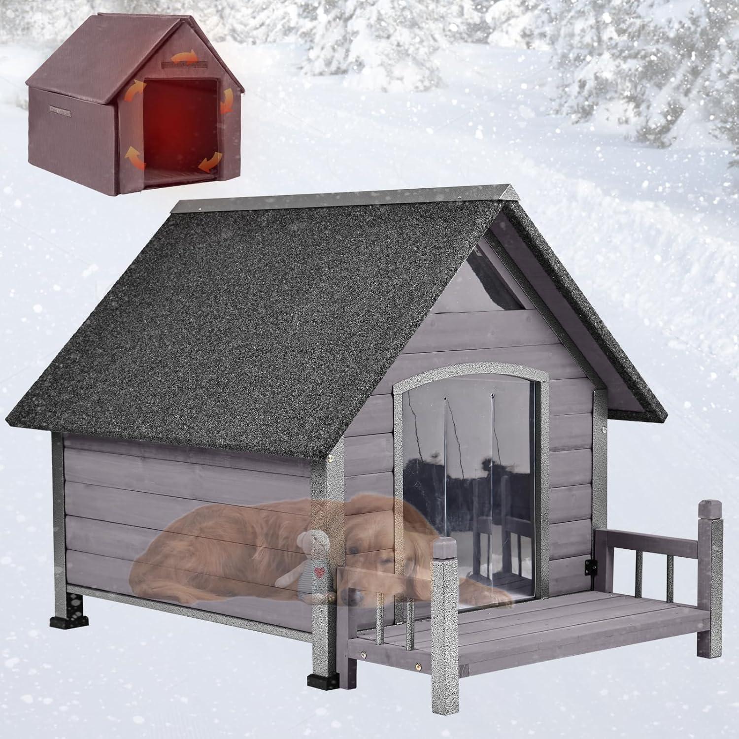 Aivituvin-AIR81-IN Medium Insulated Dog House Gray 32.9"(L) x 45" (W) x 32.6"(H)