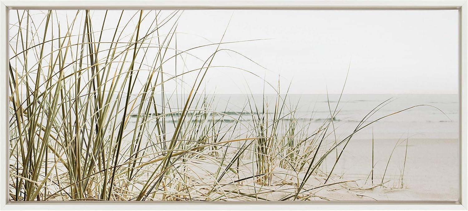 Kate & Laurel All Things Decor Sylvie Calming Beach Grass Framed Canvas by The Creative Bunch Studio