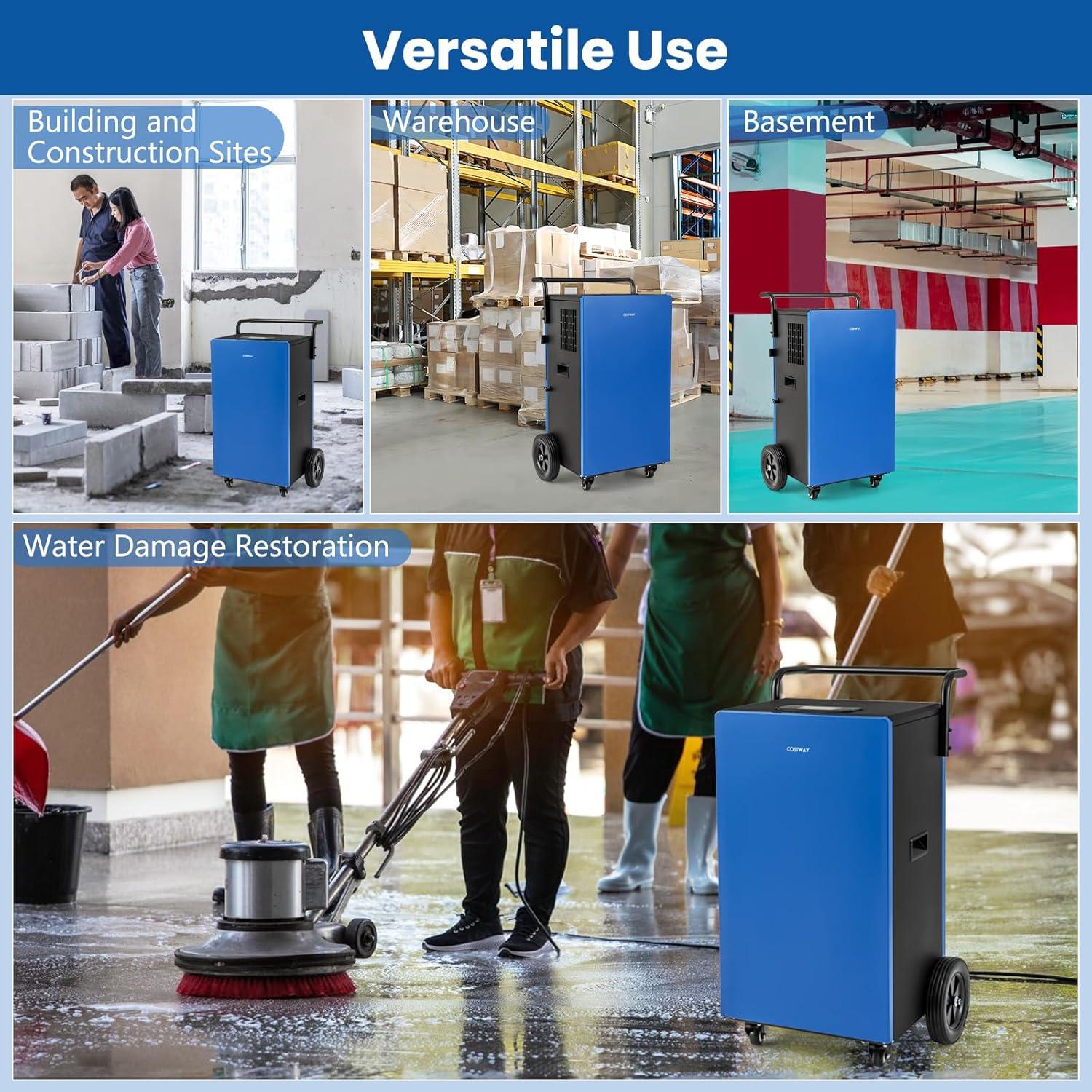 Spaco 215 Pints 8000 Sq.Ft Commercial Dehumidifier with 24H Timer, Commercial Dehumidifier with 2 Large Directional Wheels, Commercial Dehumidifier for Indoor as Home and Basement, Blue