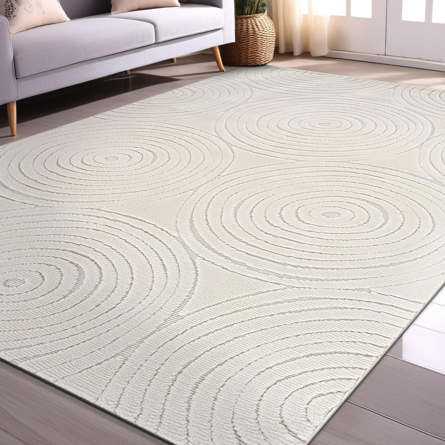 Cloudy Touch White 5 x 7 ft. Circular Indoor Area Rug