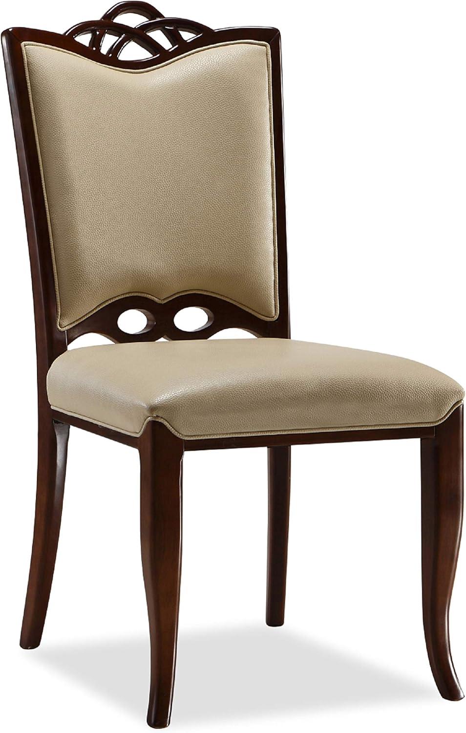 Manhattan Comfort Set of 2 Regent Faux Leather Dining Chairs Cream - Manhattan Comfort: Beechwood Legs, Solid Back, No Assembly Required