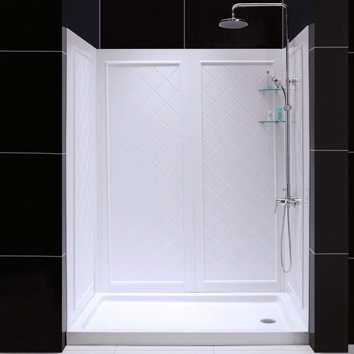 Infinity-Z 60" W x 30" D x 76.75" H Semi-Frameless Rectangle Shower Enclosure with Towel Bar and Base Included