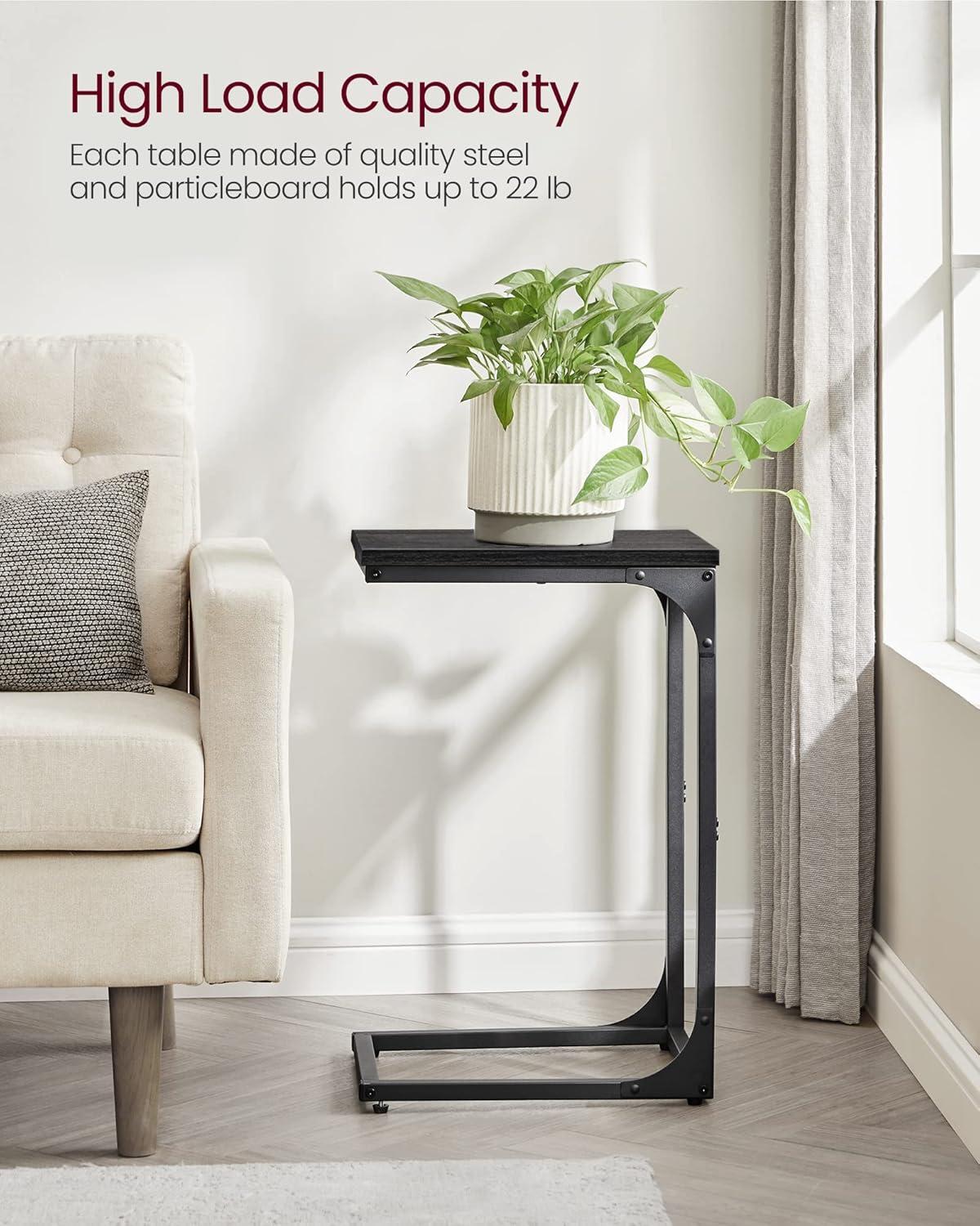 Ebonized Oak and Black C-Shaped Side Table Set