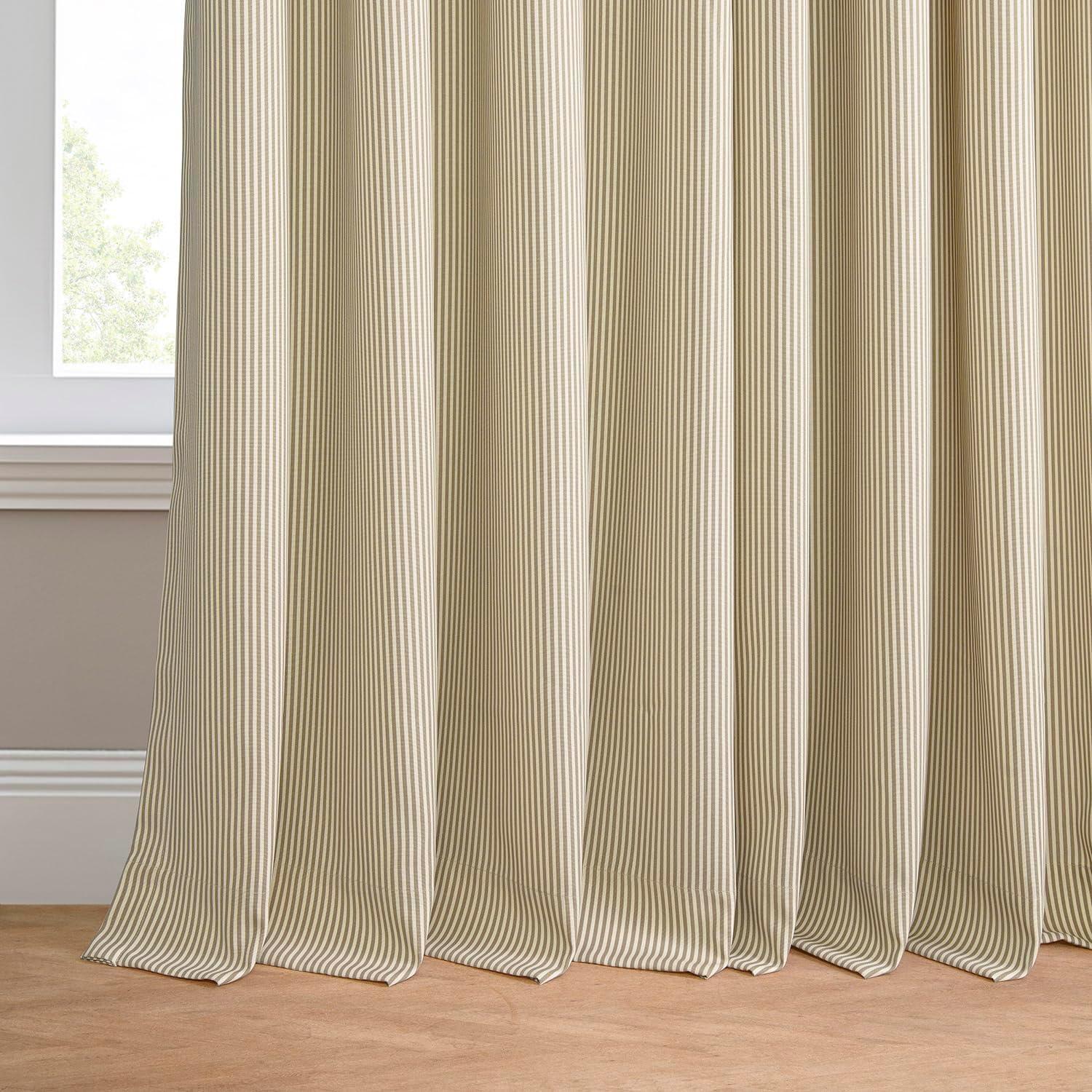 HPD Half Price Drapes Villanova Striped Grommet Outdoor Curtains for Patio (1 Panel) - UV & Water Resistant Light Filtering 200 GSM Polyester Curtains - 50W x 84L, Coastal Beige Thin Stripe