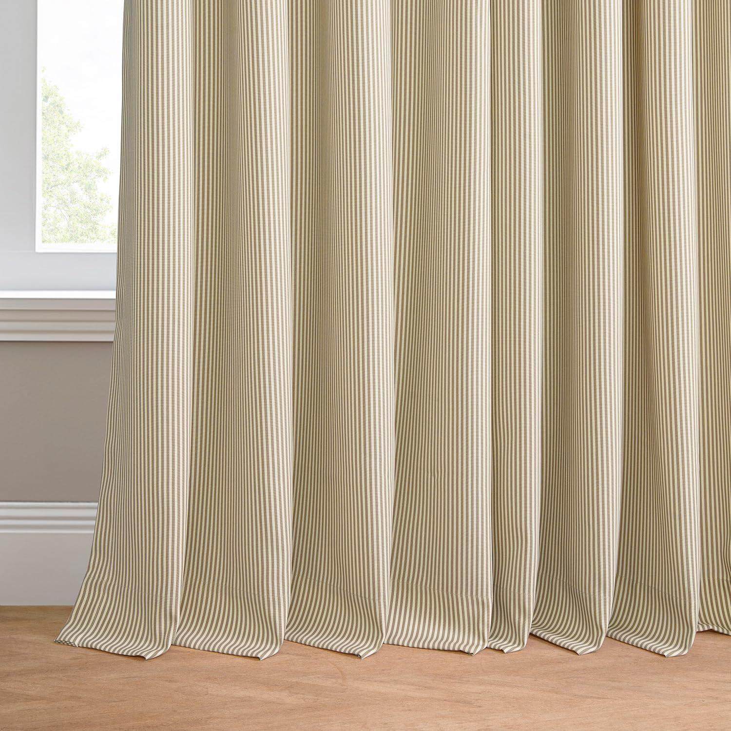 HPD Half Price Drapes Villanova Striped Grommet Outdoor Curtains for Patio (1 Panel) - UV & Water Resistant Light Filtering 200 GSM Polyester Curtains - 50W x 84L, Coastal Beige Thin Stripe