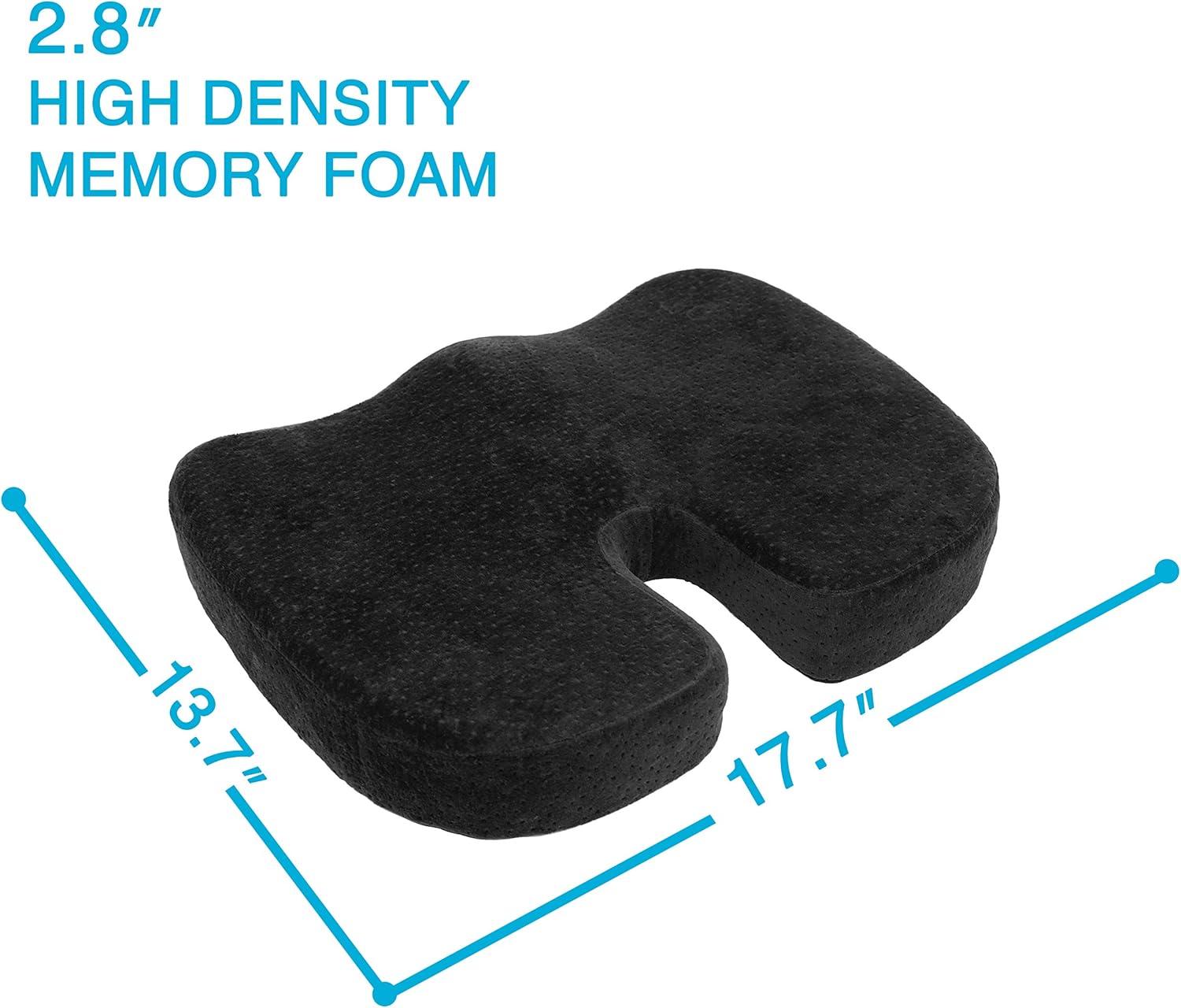 Aurora Health & Beauty  Black Orthopedically Back Designed Memory Foam Coccyx Cushion Seat