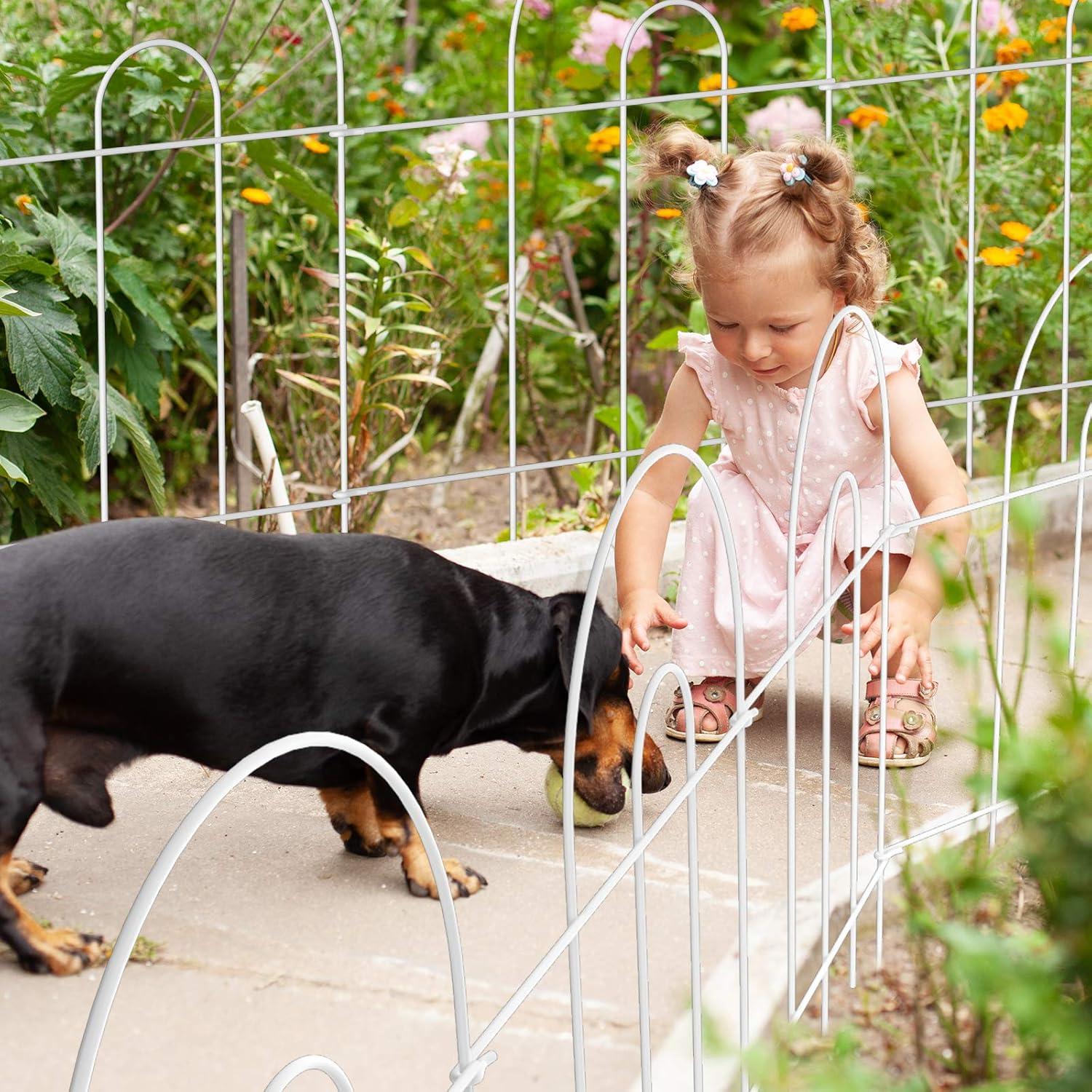 Amagabeli 14 panels Decorative Garden Fences and Borders for Dogs 32in(H)×20ft(L) No Dig Metal Fence (Set of 14)