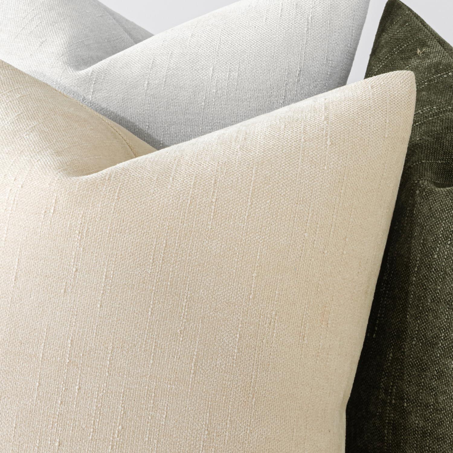 MADIZZ Set of 2 Linen Throw Pillow Covers with Broad Edge Soft Boho Decorative Pillow Cases for Sofa Bedroom Modern Pillow Shell 18x18 Inch Beige