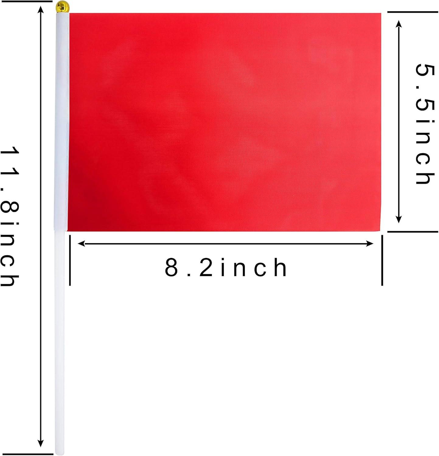 Anley Red Mini Flag 12 Pack - Hand Held Small Miniature Solid Red Blank Flags