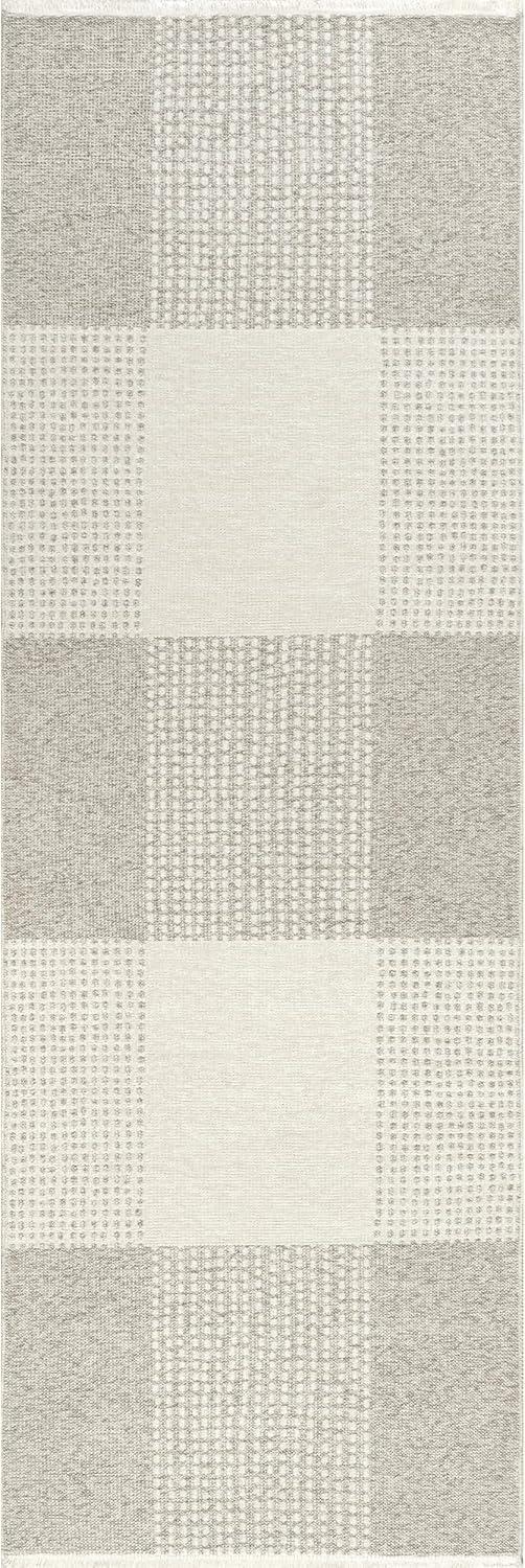 Nuloom Kirby Plaid Pet Friendly Premium Reversible Machine Washable Area Rug, Runner 2' 6" x 8', Cream