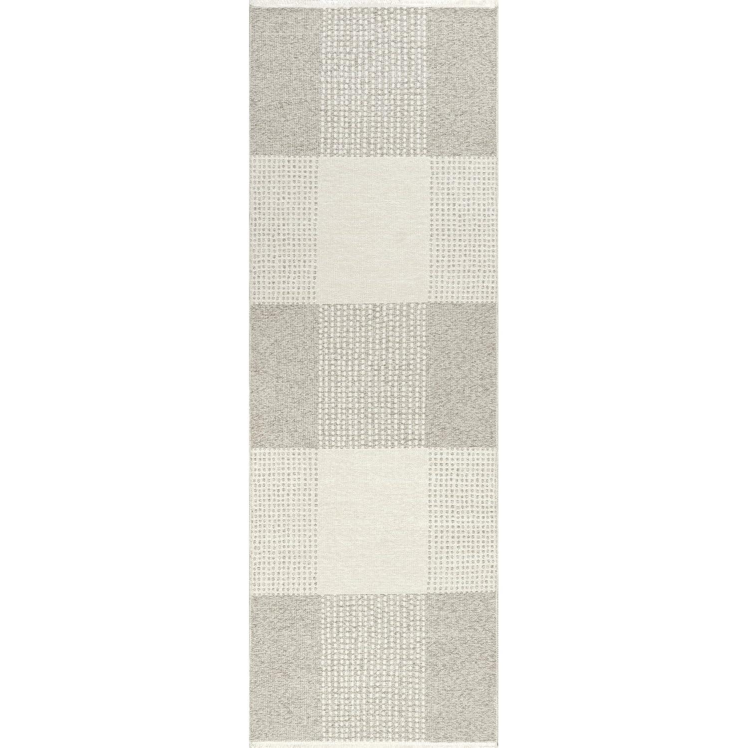 Nuloom Kirby Plaid Pet Friendly Premium Reversible Machine Washable Area Rug, Runner 2' 6" x 8', Cream