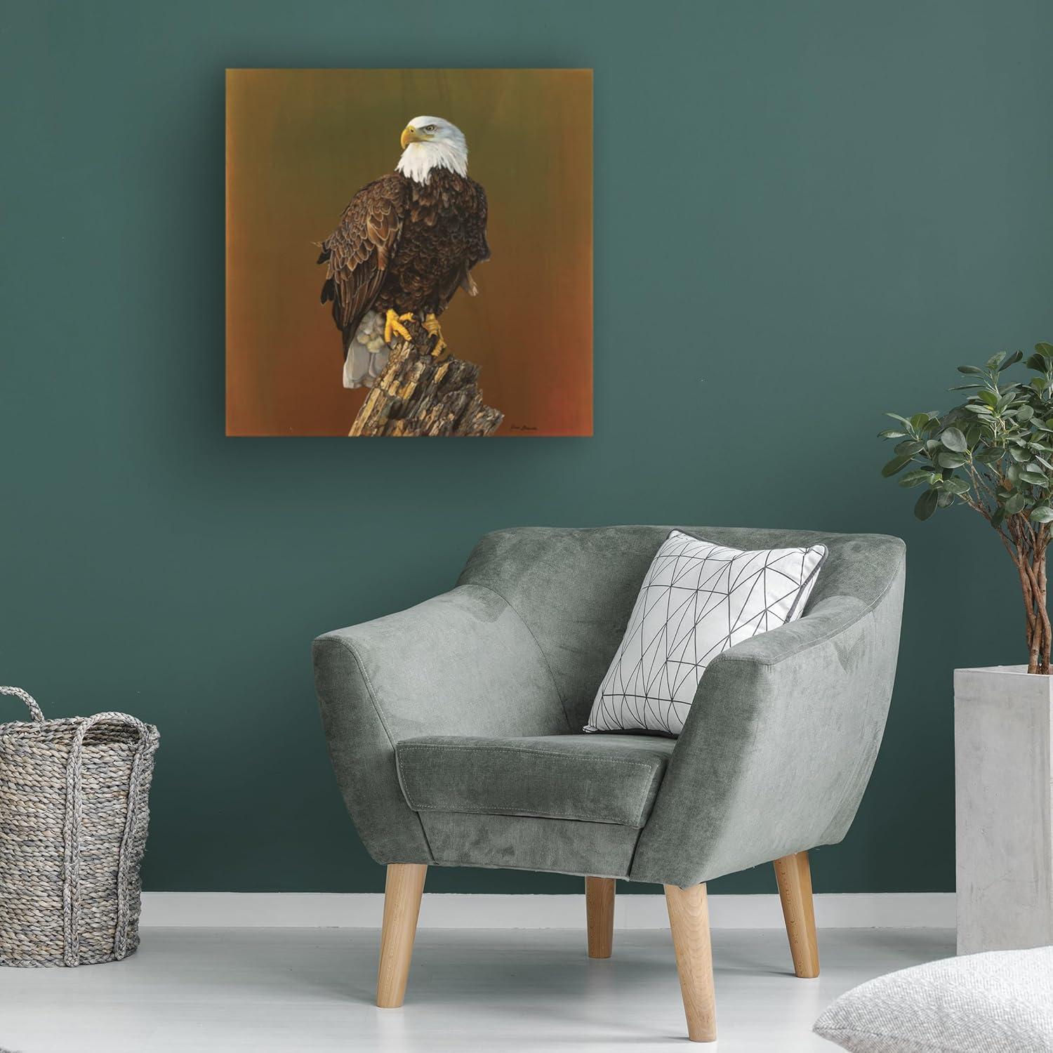 Canvas Wall Art - Jim Brune 'Proud Bald Eagle' Wall Art for Living Room, Bedroom, or Office Décor by Trademark Fine Art - 14 x 14 Inches