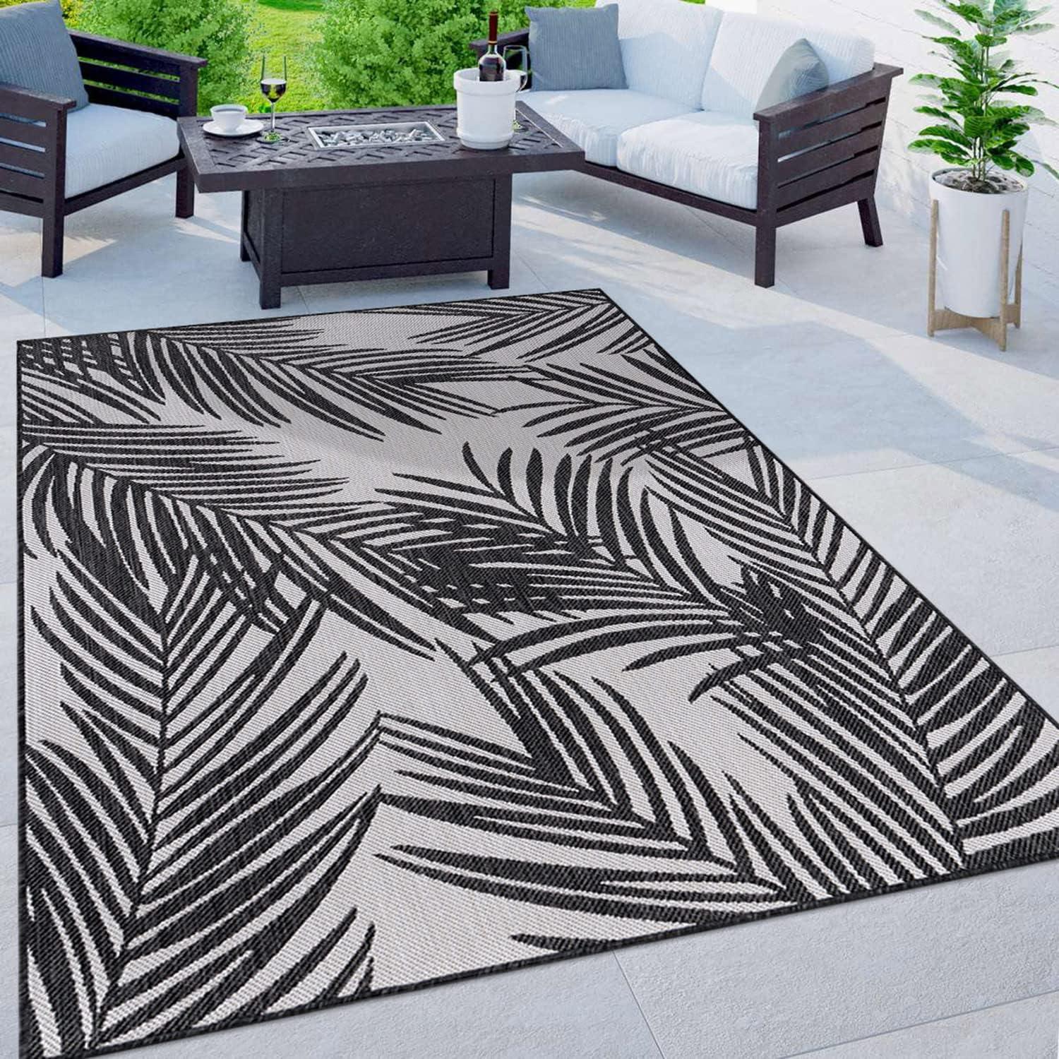 World Rug Gallery Contemporary Distressed Leaves Textured Flat Weave Indoor/Outdoor Area Rug