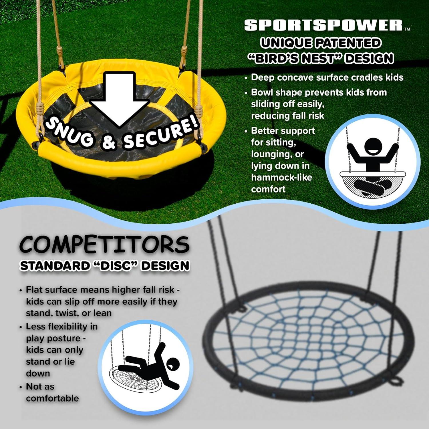 Sportspower Sportspower Taylor Galvanized Metal Swing Set With Blow Molded Swing, Standing Swing, 2 Person Teeter Totter, 32" Saucer Swing, And 5' Slide, Bonus 4pc Anchor Kit Included