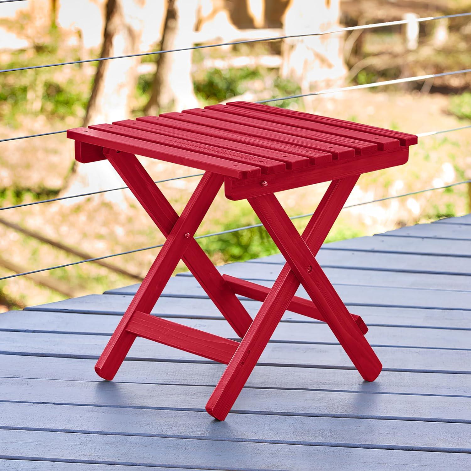 Chili Red Cedar Wood Folding Outdoor Side Table