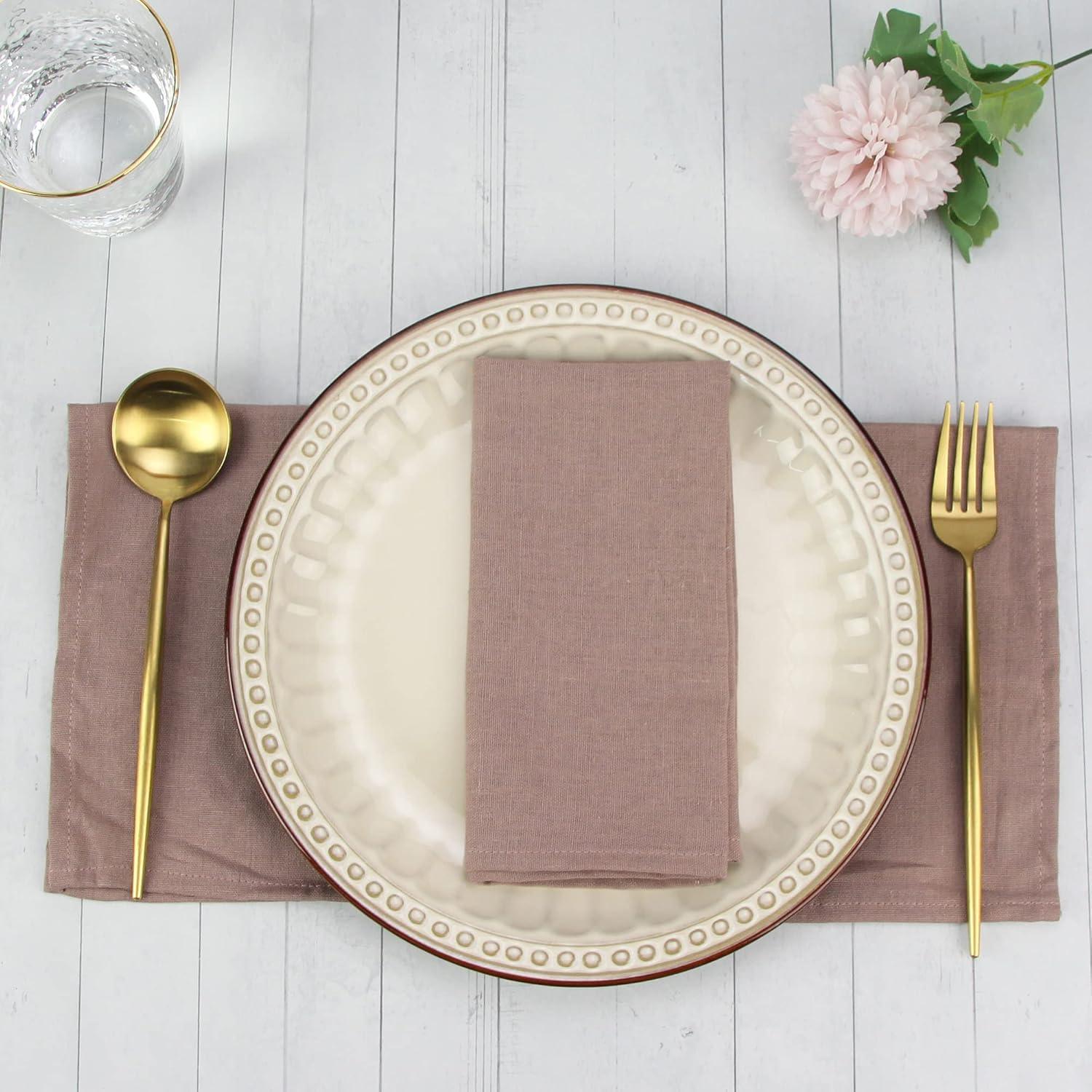 Solid Color Linen Cotton Thin Dinner Cloth Napkins Set of 12 (40 x 40 cm) for Events & Home Use