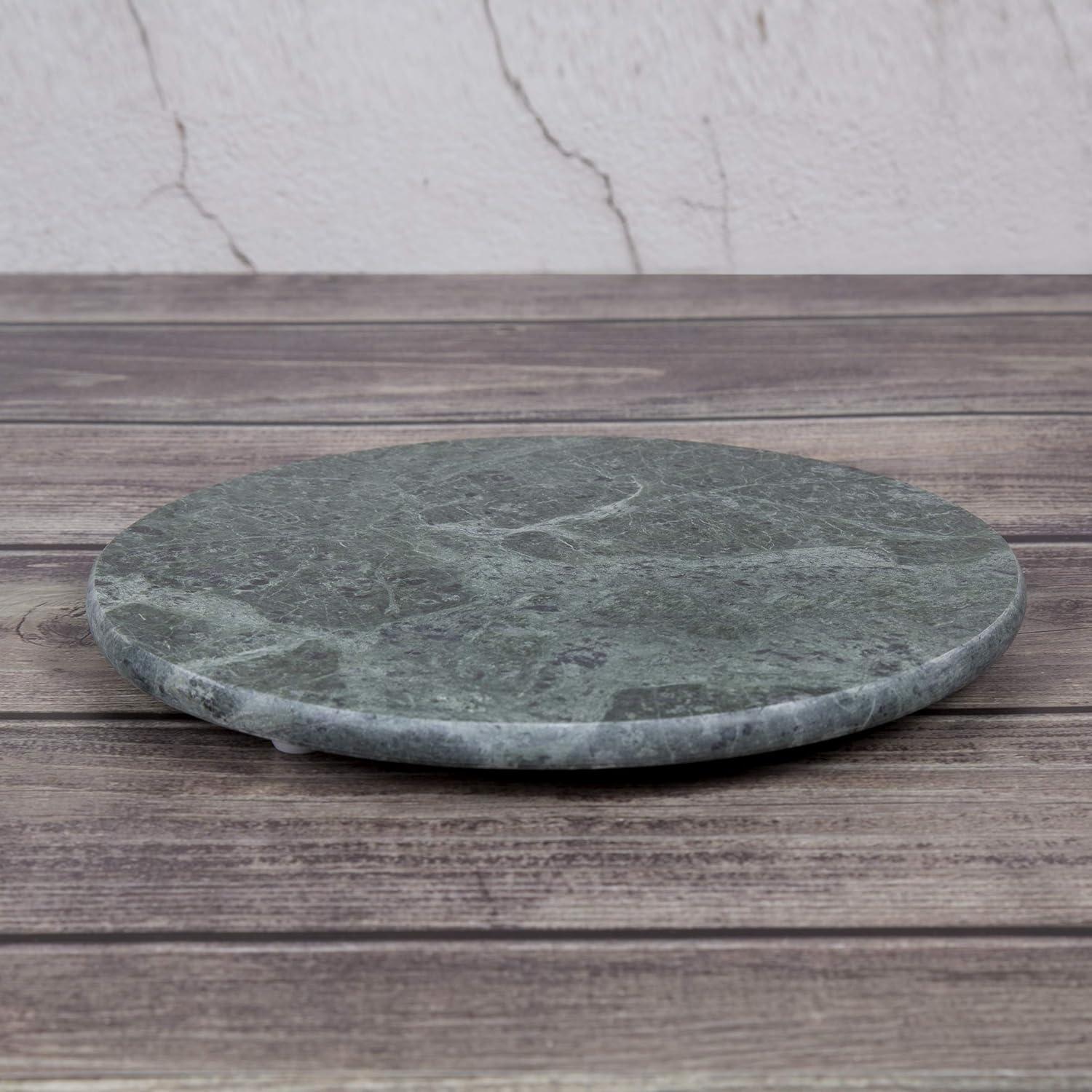 Green Marble Round Trivet and Cheese Board, 8 Inches