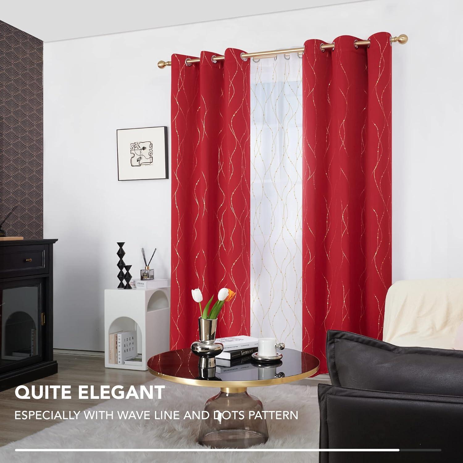 Deconovo Blackout Curtains - Thermal Insulated, Noise-Reducing Window Drapes for Bedroom, Living Room -2 Panels, Red, 42W x 54L