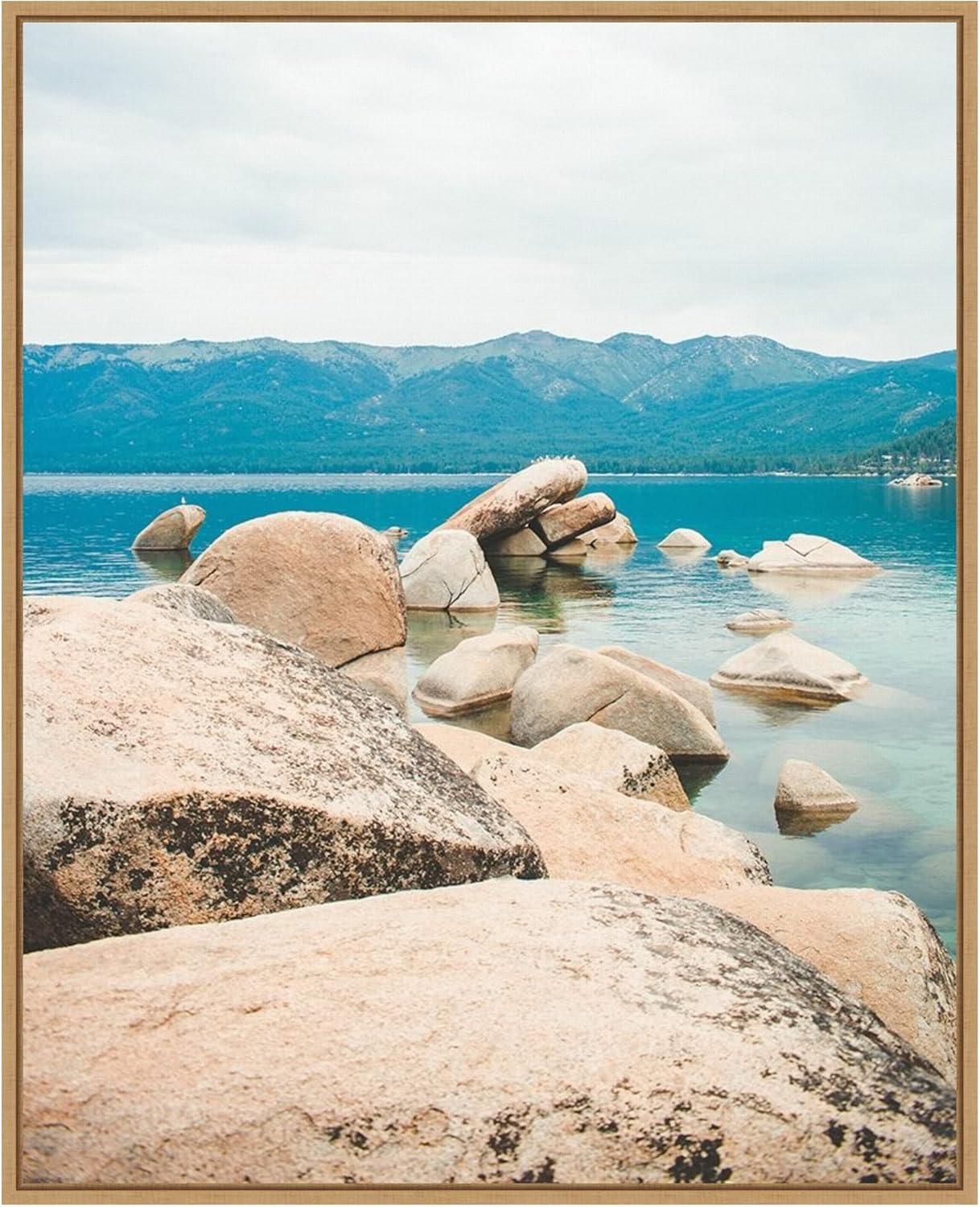 23" x 28" Lake Tahoe Dreams by Sonja Quintero Framed Canvas Wall Art Print - Amanti Art: Modern Decor, Polystyrene Frame