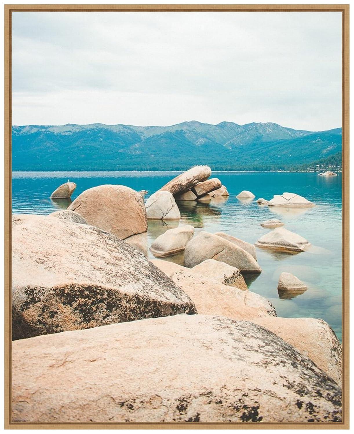 23" x 28" Lake Tahoe Dreams by Sonja Quintero Framed Canvas Wall Art Print - Amanti Art: Modern Decor, Polystyrene Frame