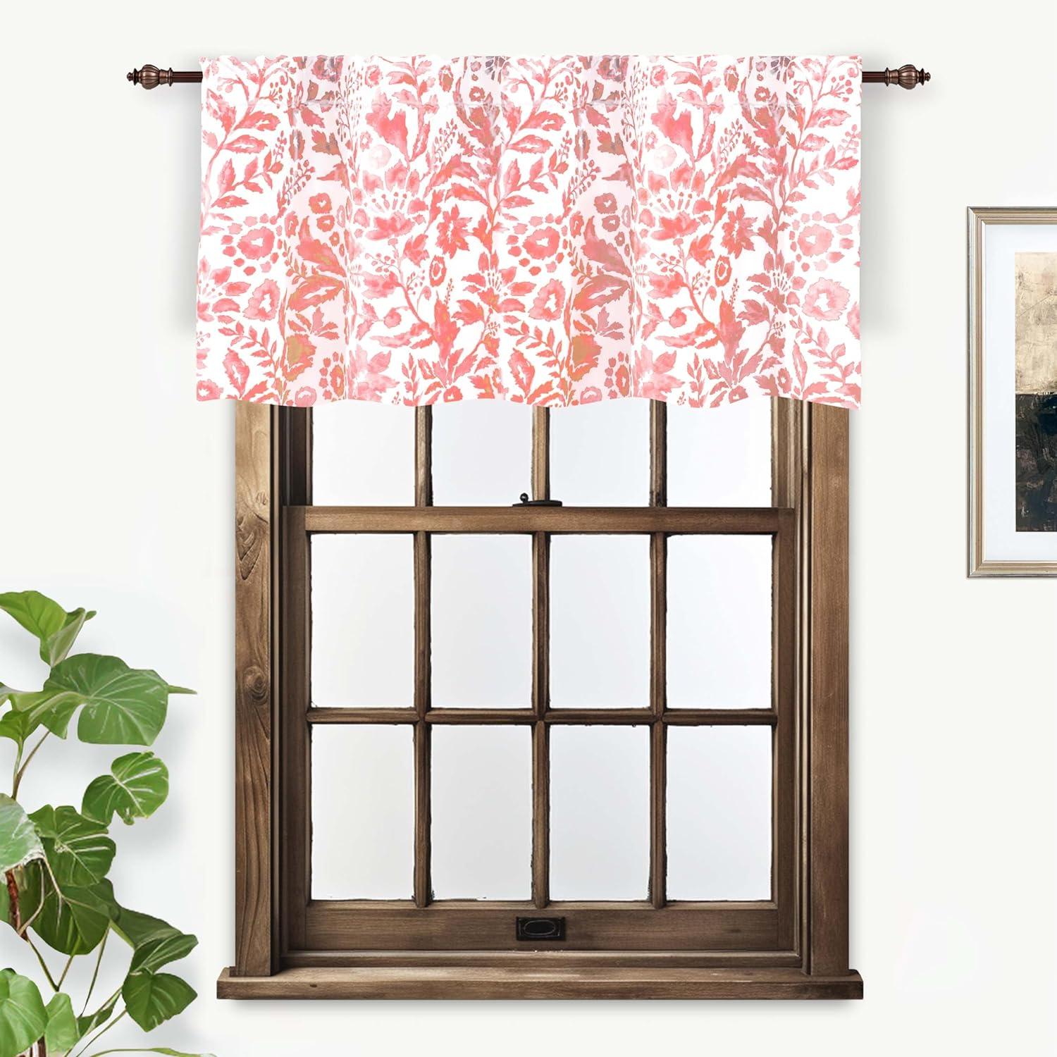 Blush Floral Watercolor Rod Pocket Valance 52" x 18"