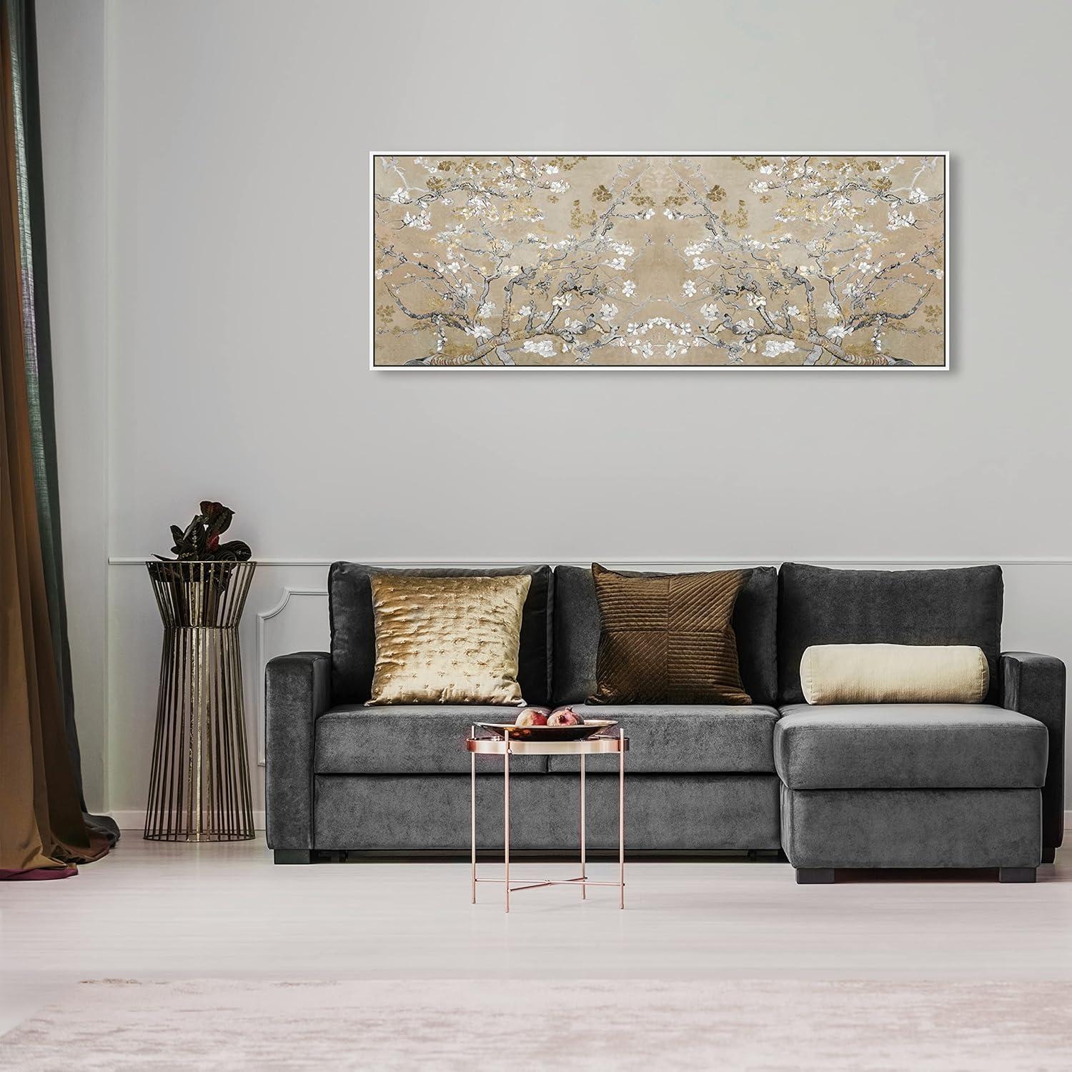Oliver Gal Prints Vincent Van Gogh " Large Floral And Botanical Van Gogh In Gold Blossoms Inspiration Twin, French Country Gold "