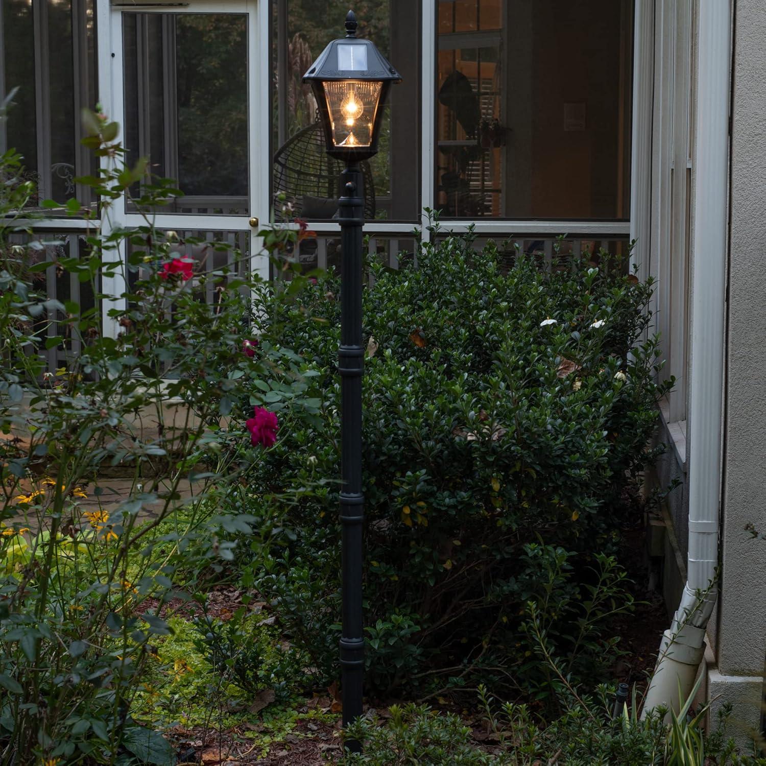 Baytown II Black Resin Solar Lamp Post with LED Light