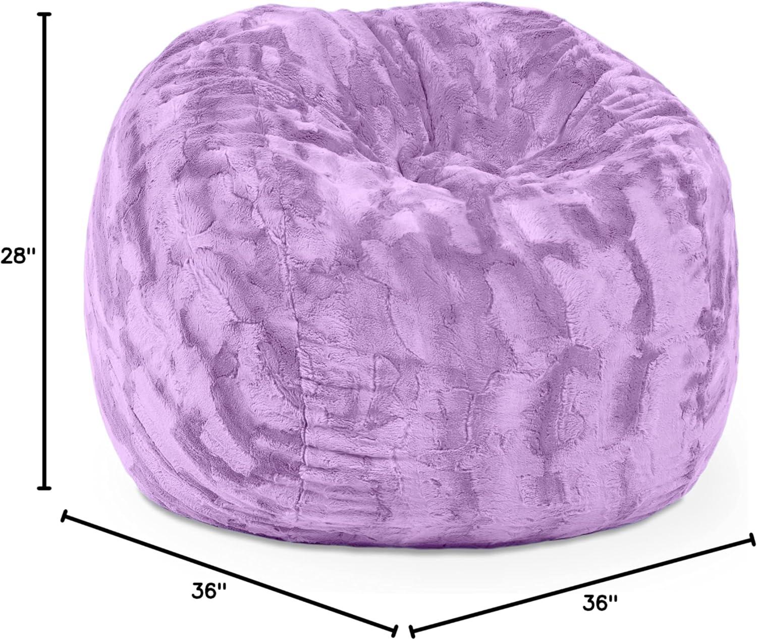 Saxx 3 Foot Kids Bean Bag Chair - Plush Faux Fur - Fun Colors